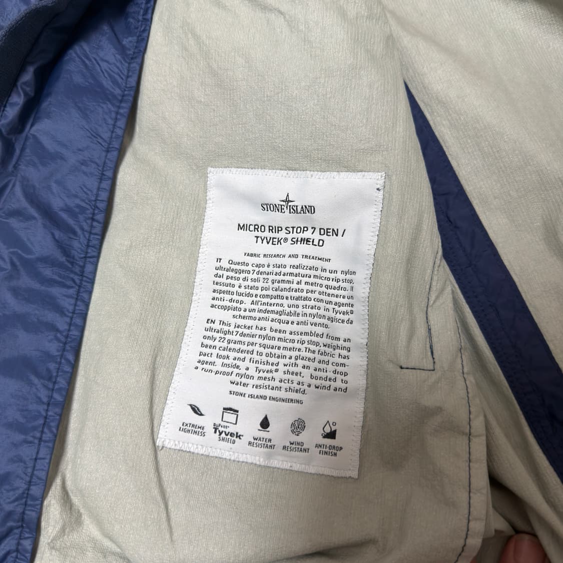 [ L ] 스톤아일랜드 마이크로 립스탑 티백 쉴드 바람막이 자켓 때 상품이미지5
