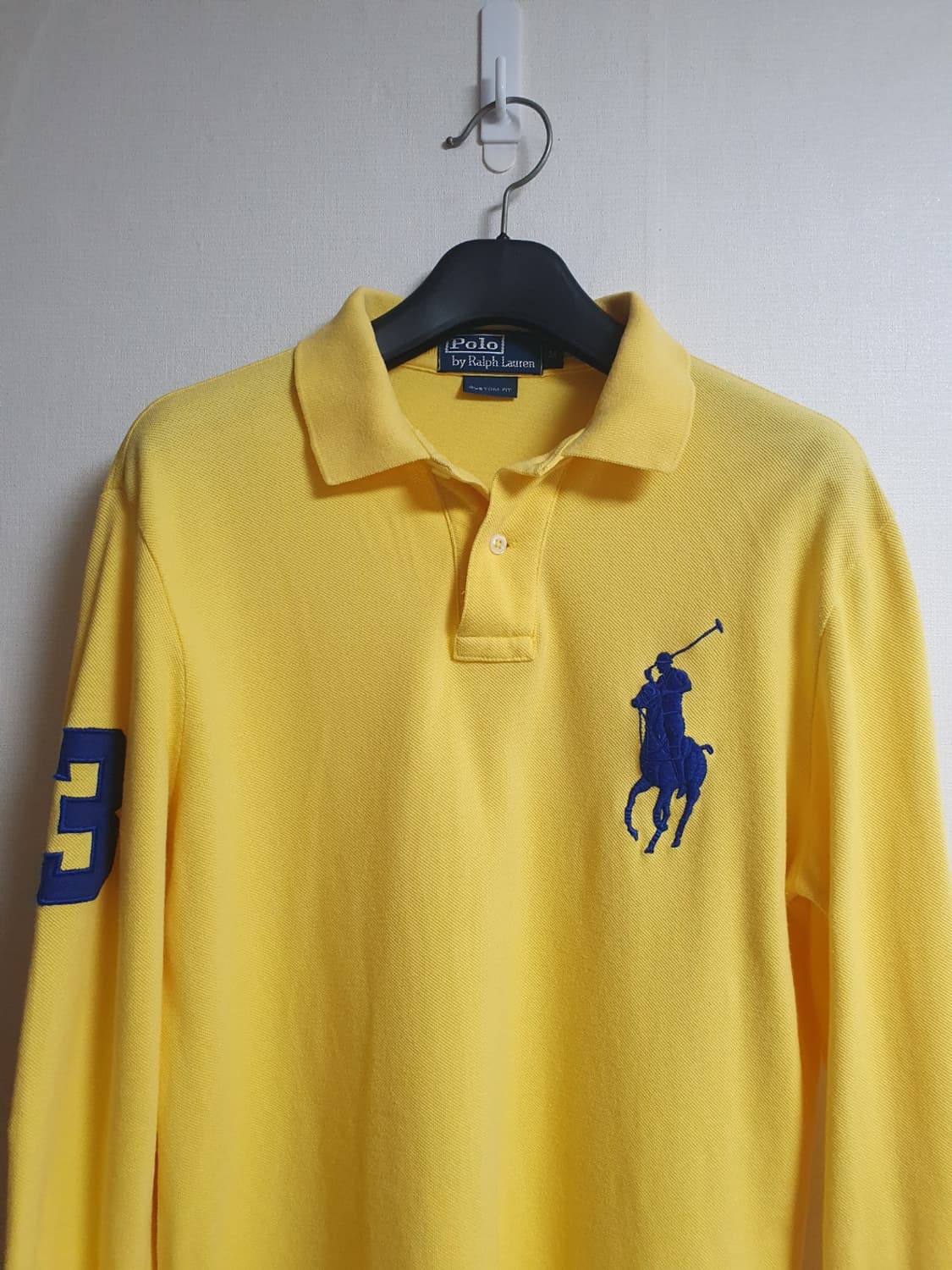 폴로랄프로렌 빅포니 긴팔 카라티 파스텔 옐로우 네이비 포니 M 상품이미지2