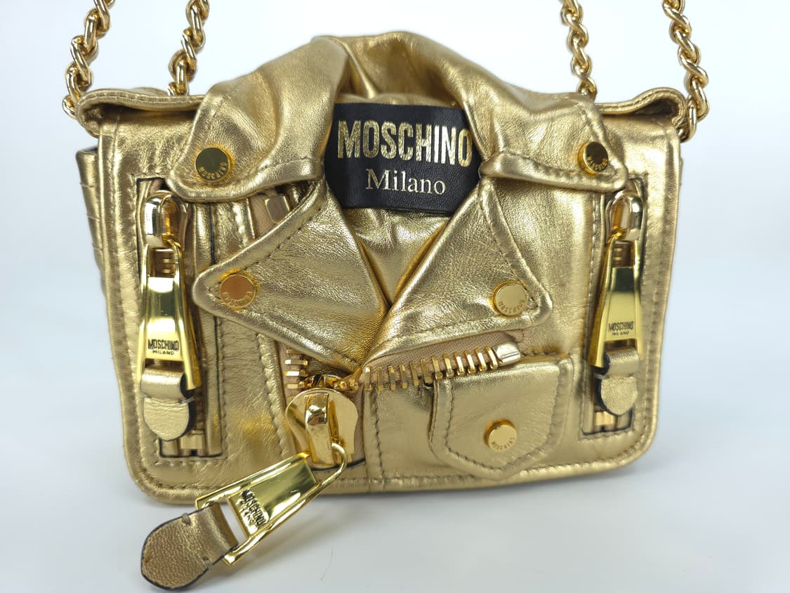 모스키노 바이커 레더 체인 숄더백 골드
 상품이미지3
