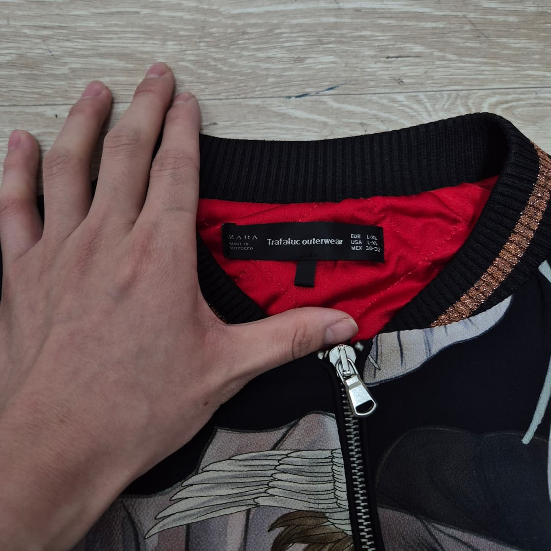 자라 플라워 프린팅 누빔 안감 롱 져지 집업 자켓 L-XL 상품이미지4