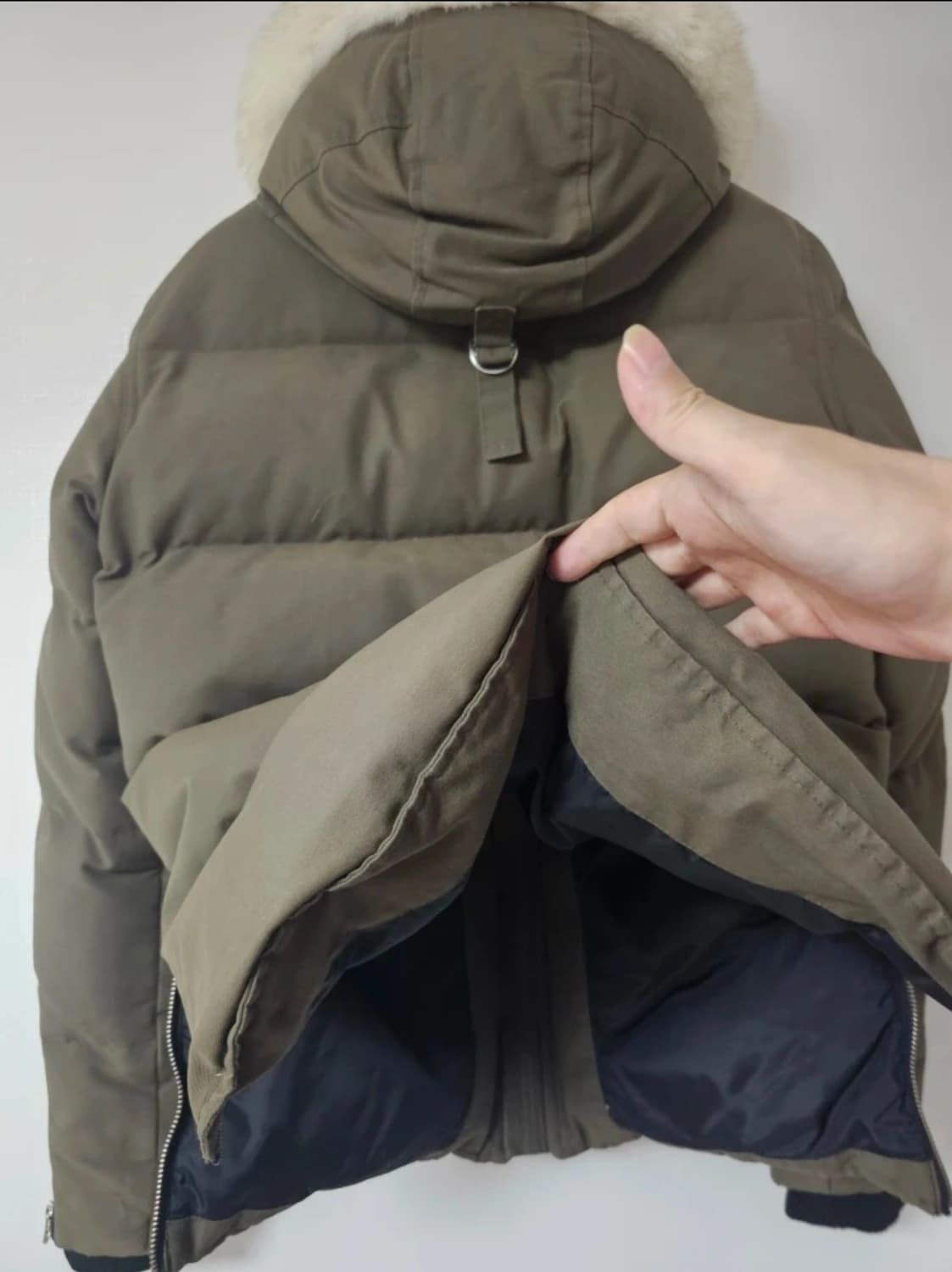 무스너클 쓰리쿼터 패딩 카키색(M/100/매장정품) 상품이미지5