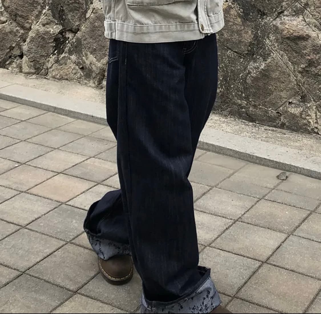 빈티지 플라워 와이드 롤업 팬츠 상품이미지2