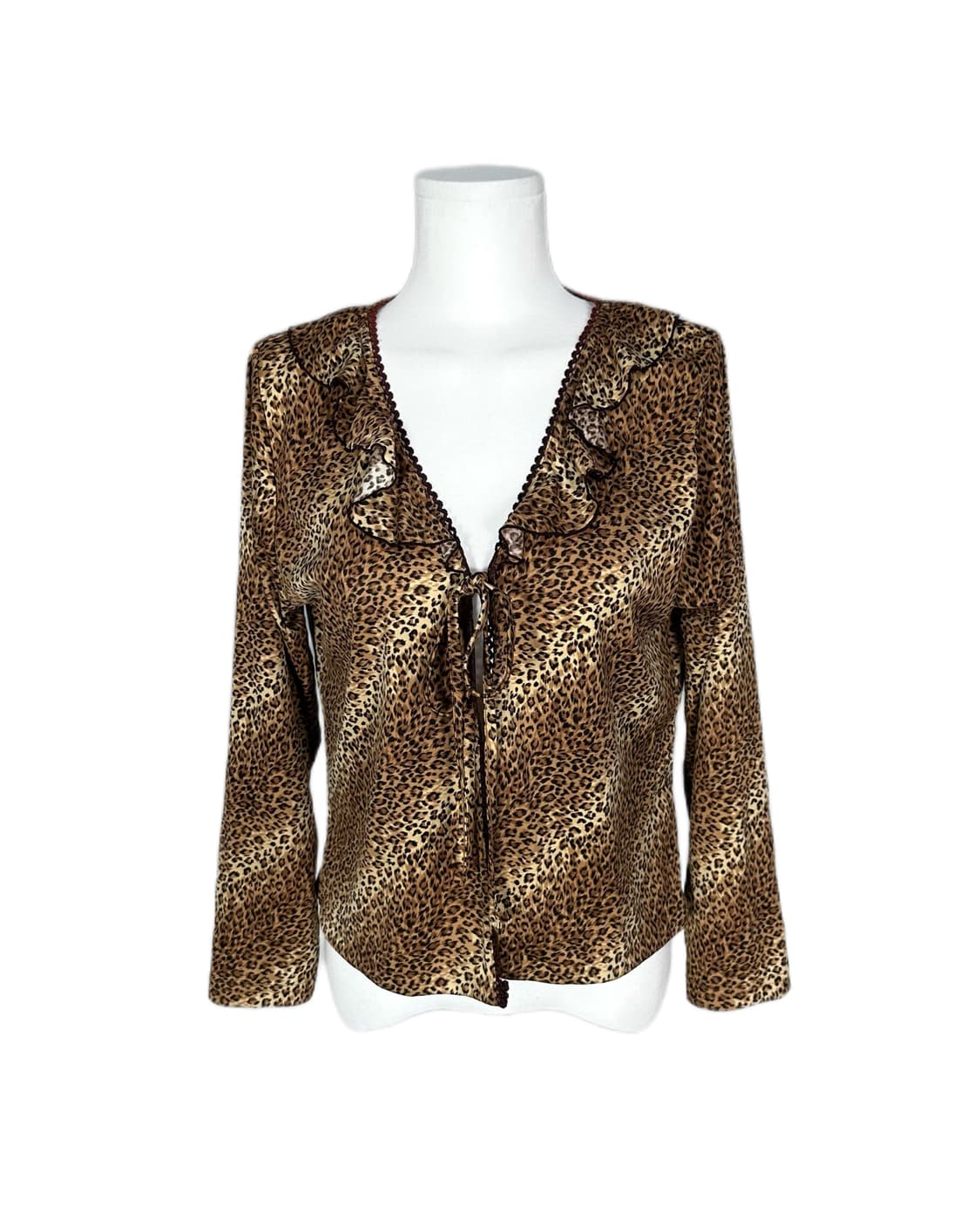 leopard frill ribbon cardigan 상품이미지2