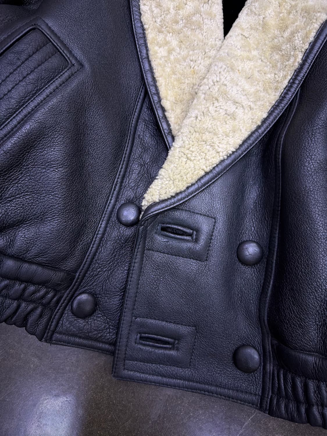 듀모드 빈티지 양가죽 양털 레더 더블 봄버 자켓 77 상품이미지4