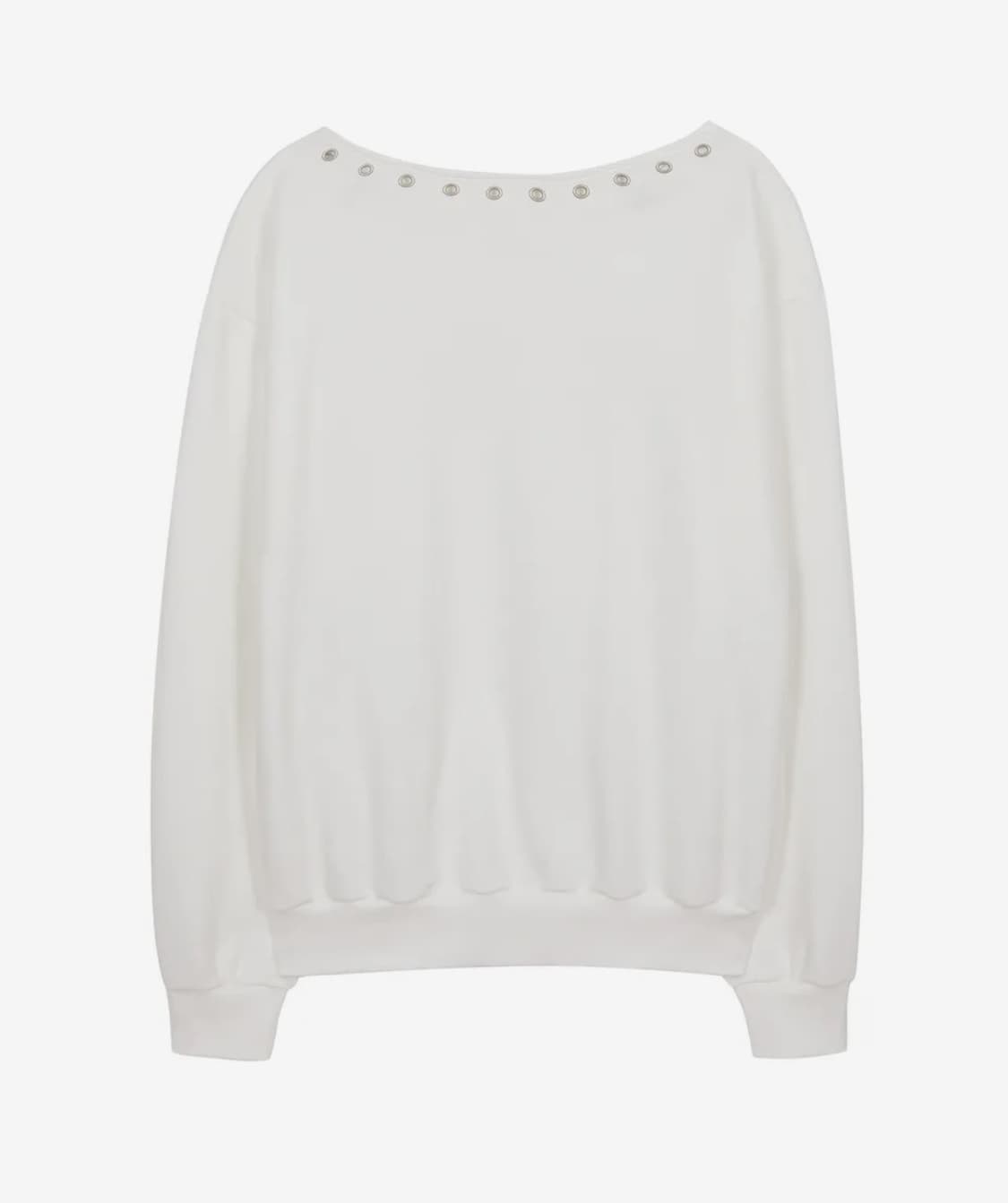 애즈유아 AU 원숄더 보트넥 맨투맨 화이트 상품이미지3