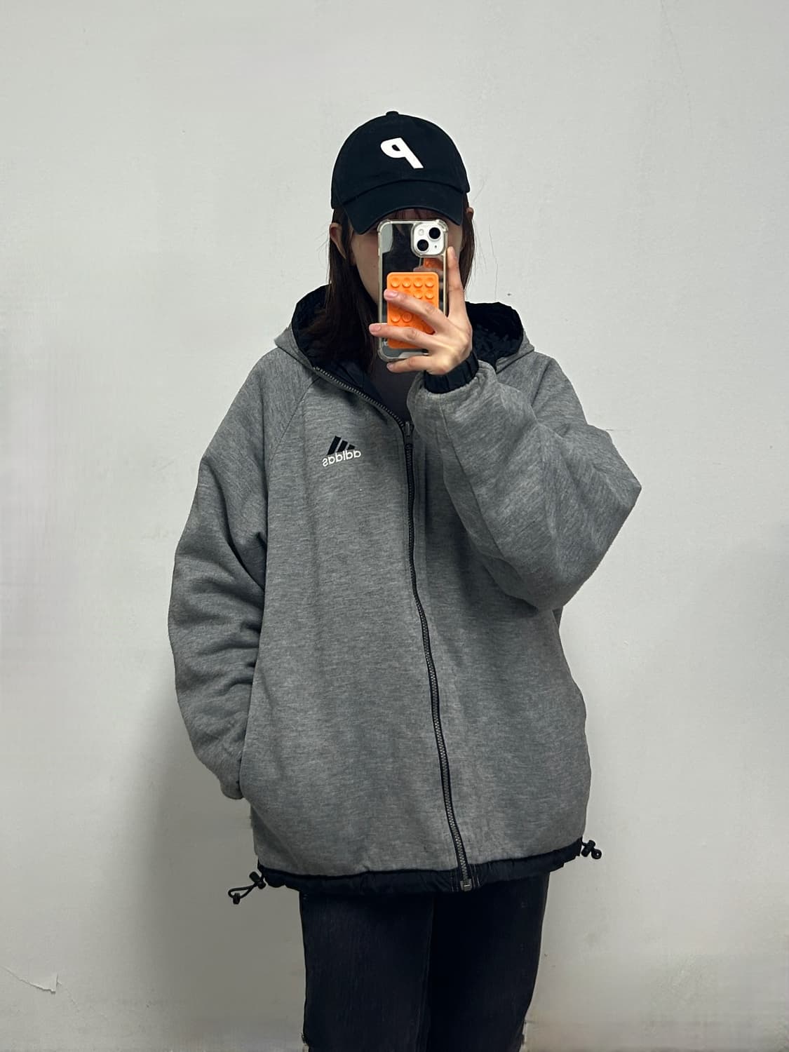 90s 아디다스 올드스쿨 빅로고 리버시블 후드 점퍼 상품이미지2