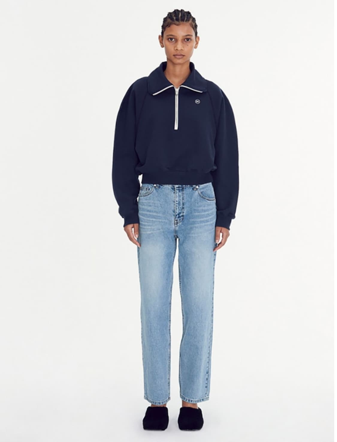 렉토 시그니쳐로고 지퍼 스웻셔츠 네이비 상품이미지5