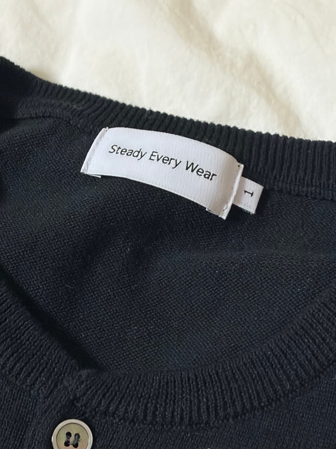 스테디에브리웨어 코튼 헨리넥 니트 블랙, 1사이즈 상품이미지3