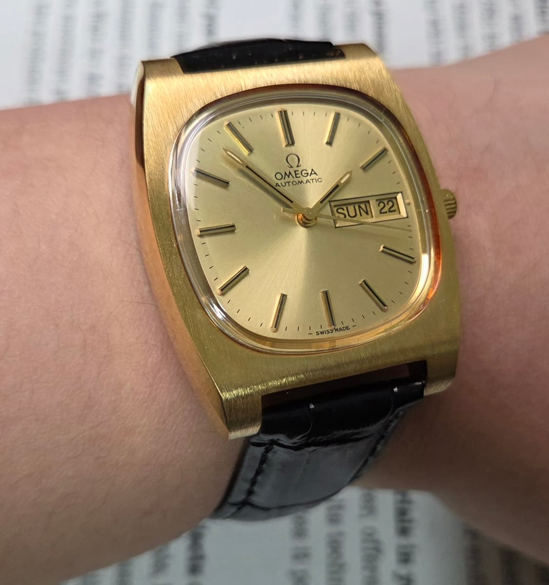 레어] 빈티지 오메가 제네브 점보 테레비 올금장 샴골판 데이데이트 상품이미지10