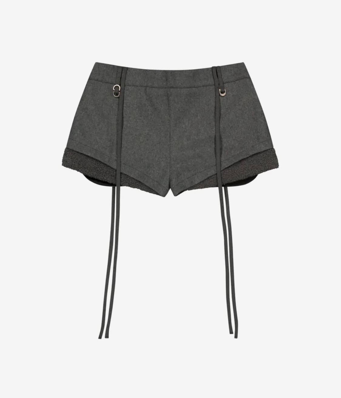 OJOS오호스 마이크로 울쇼츠 그레이 숏팬츠가터플리스배색로우라이즈자켓셋업 상품이미지4