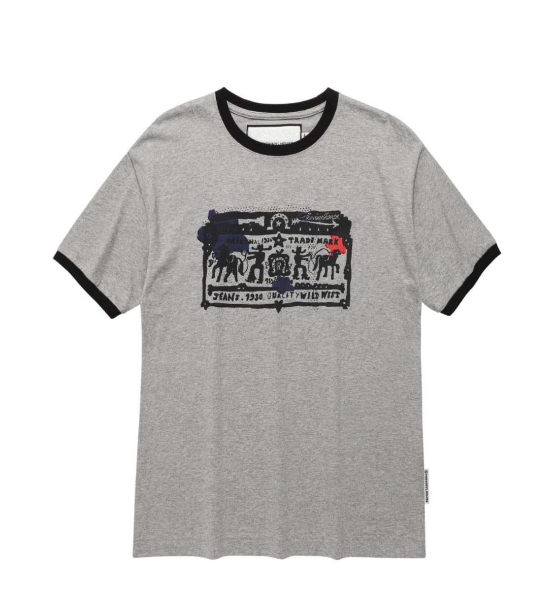 더바이닐하우스  COWBOY PICTOGRAM RINGER TEE GRE 상품이미지1