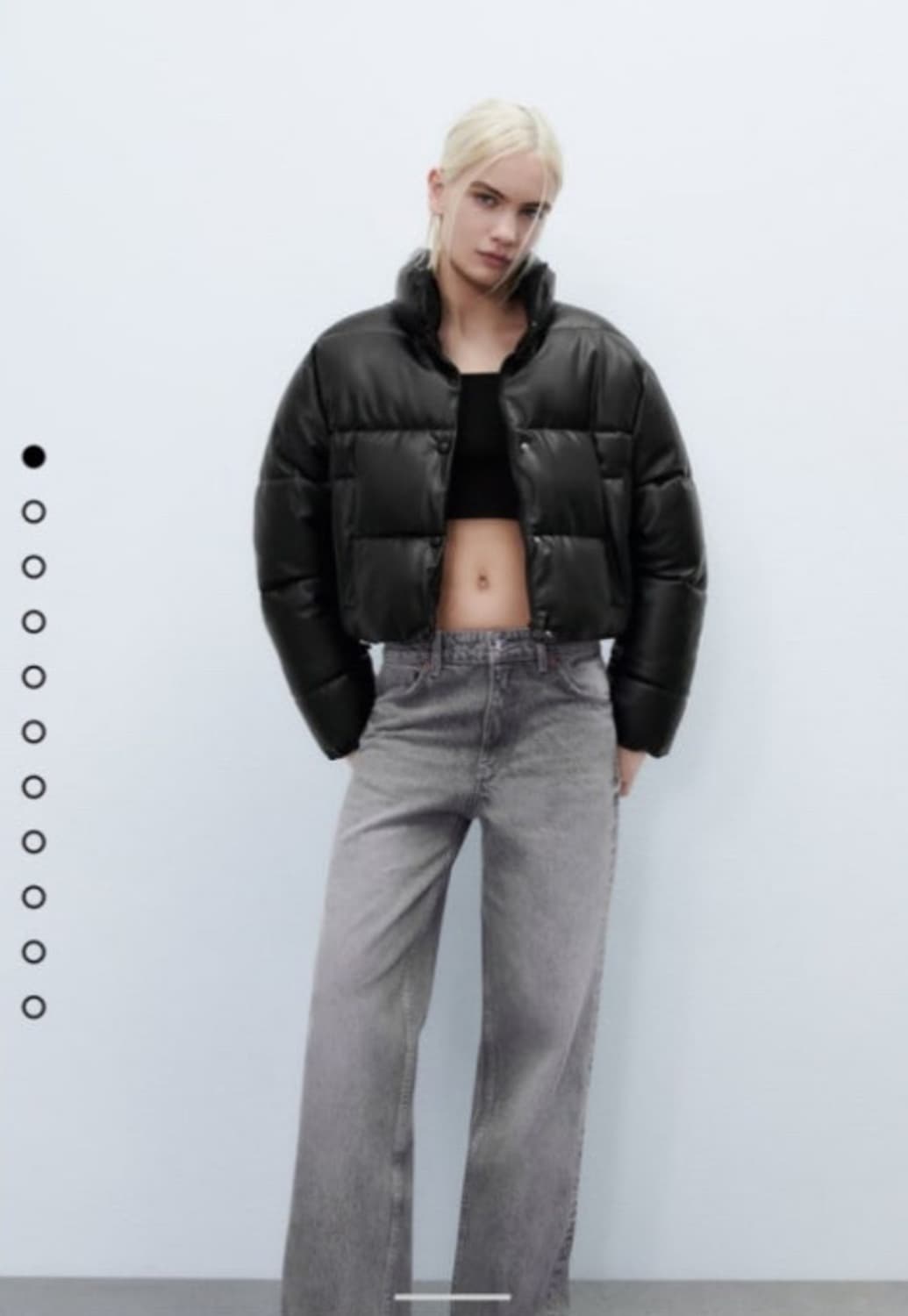 자라 에코 레더 패딩 블랙 상품이미지1