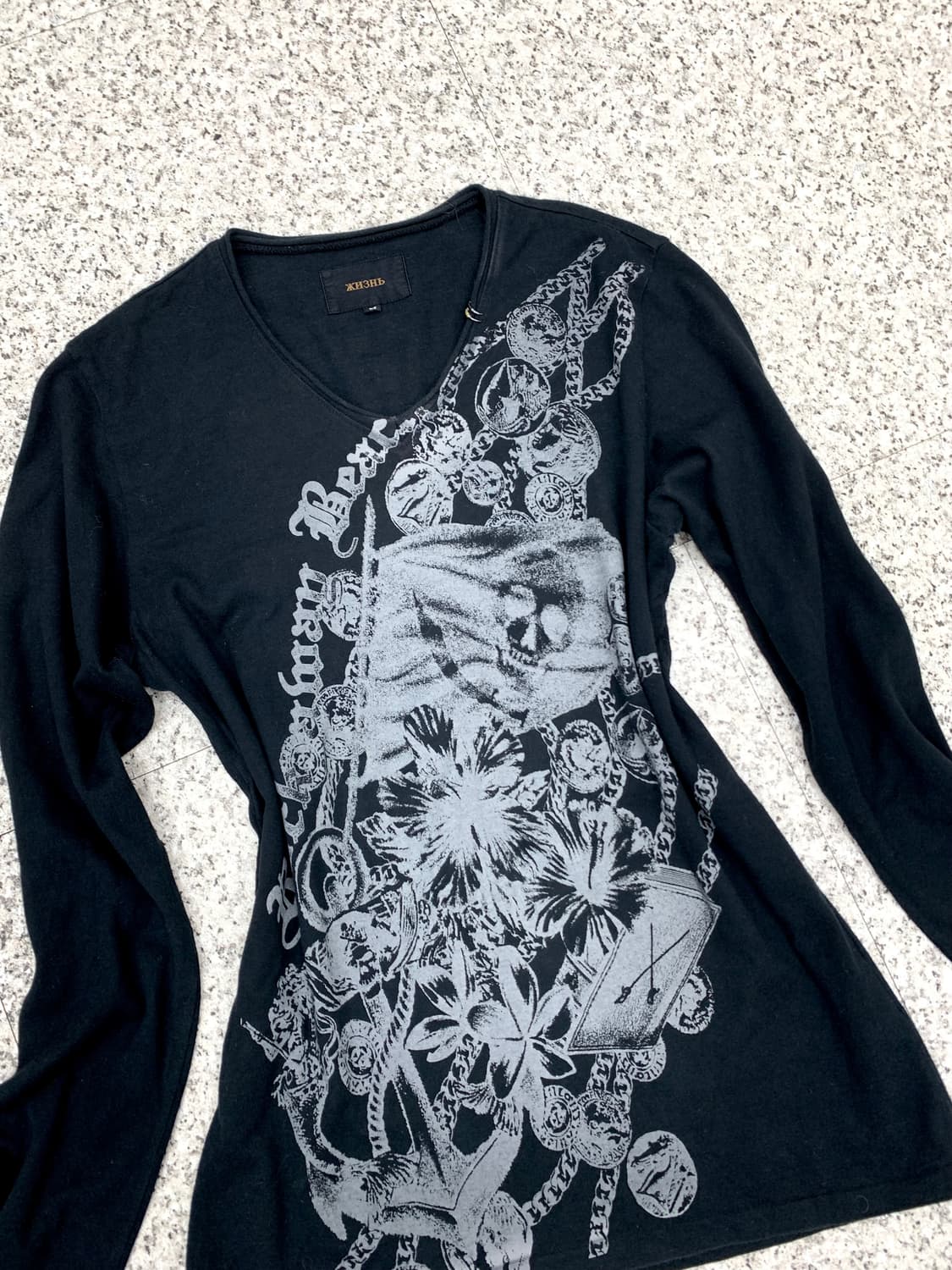 Chain detail pierced punk sleeve   상품이미지7