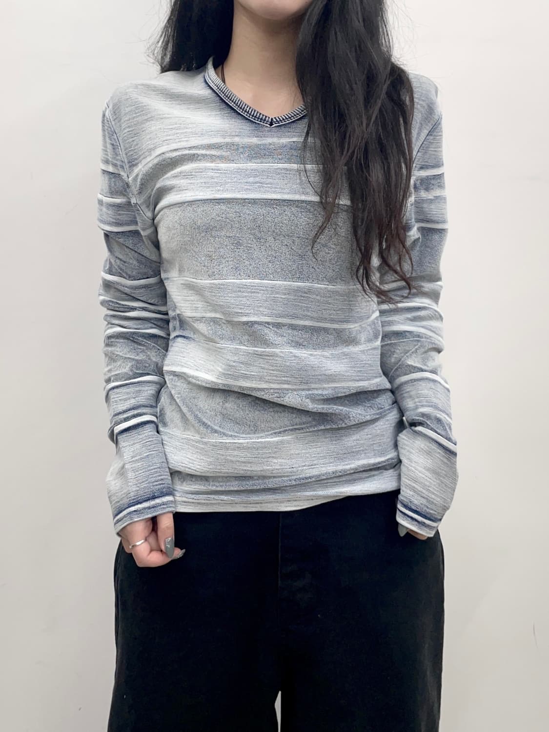 In the Attic stripe Gray Sleeve Tee 상품이미지1