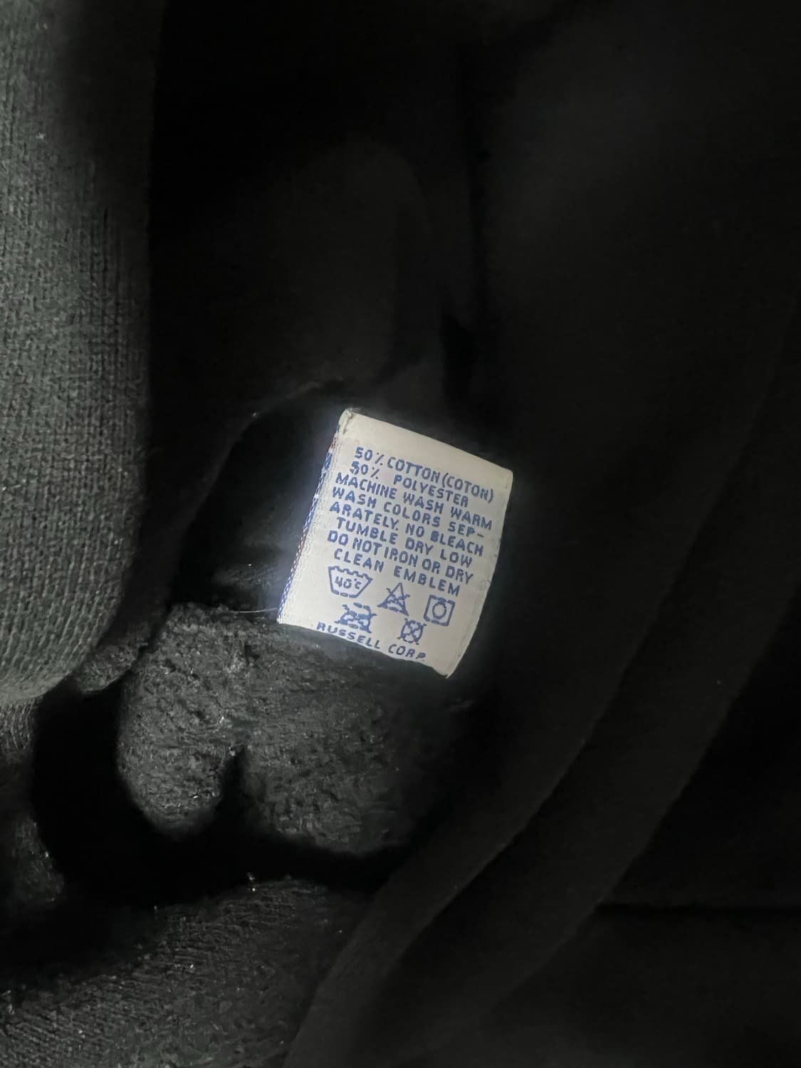 90s 러셀 빈티지 50/50 페이드블랙 후드 상품이미지4