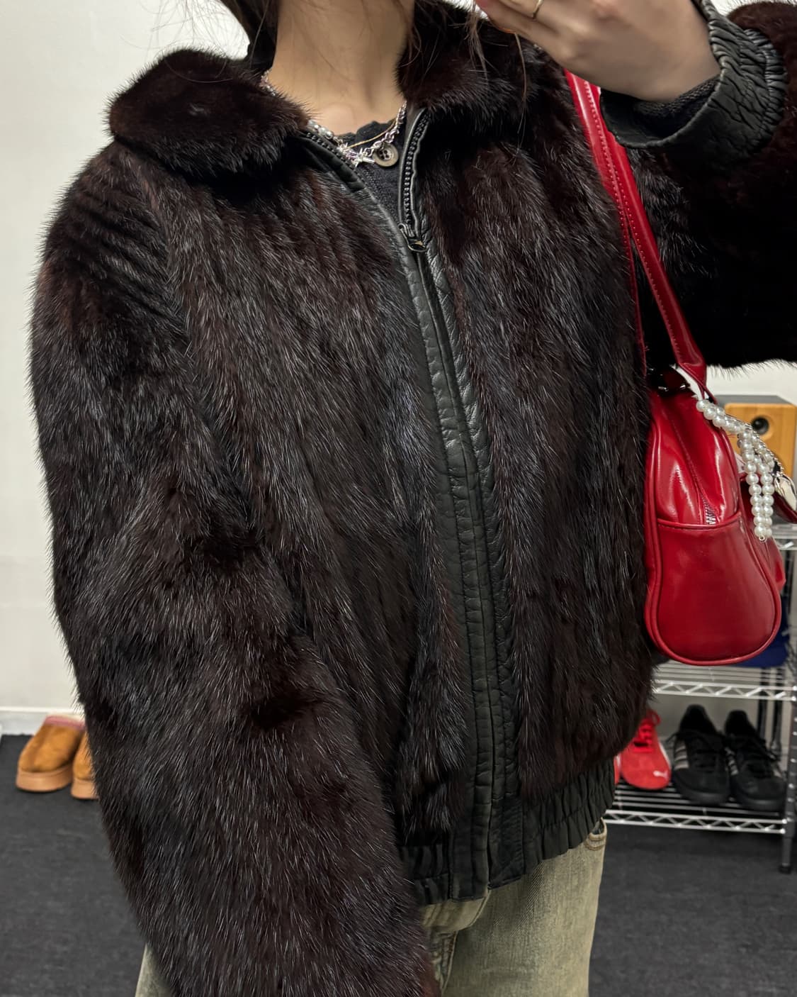 올드 빈티지 레더 리얼 퍼 자켓 브라운 상품이미지3