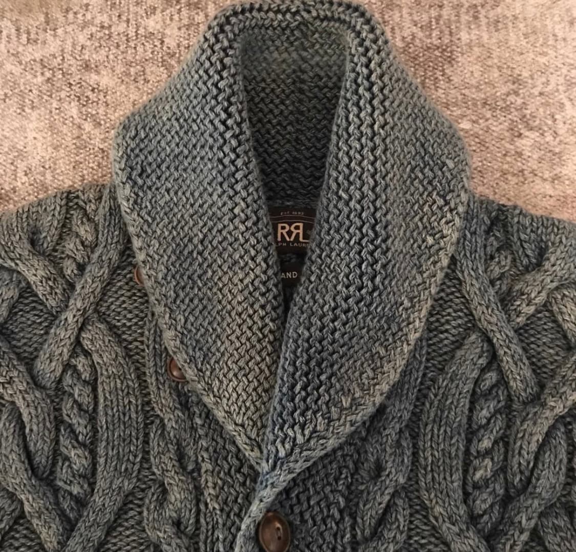 RRL 더블알엘 아란 핸드 니트 케이블 숄카라 숄칼라 가디건 스웨터 M 상품이미지5