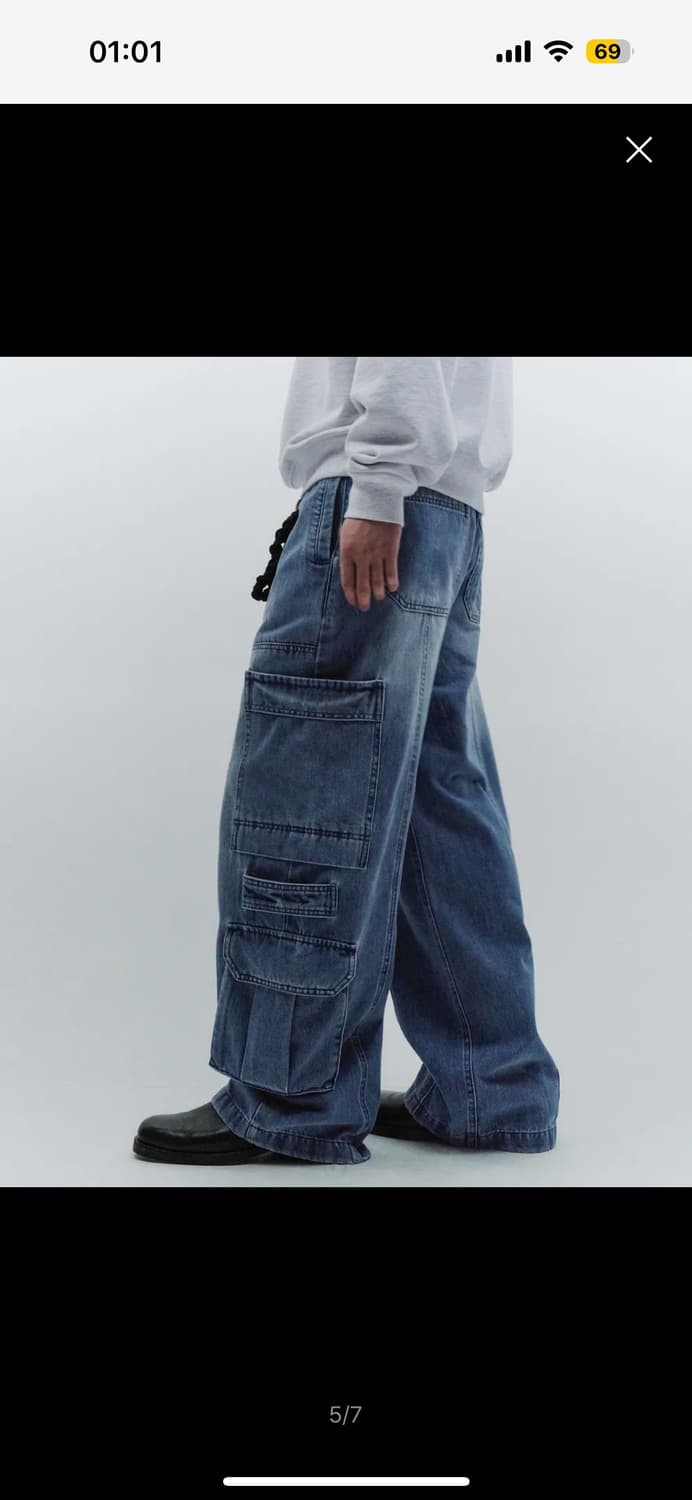 인사일런스 더블 포켓 워크 데님 팬츠 BLUE (S) 상품이미지2