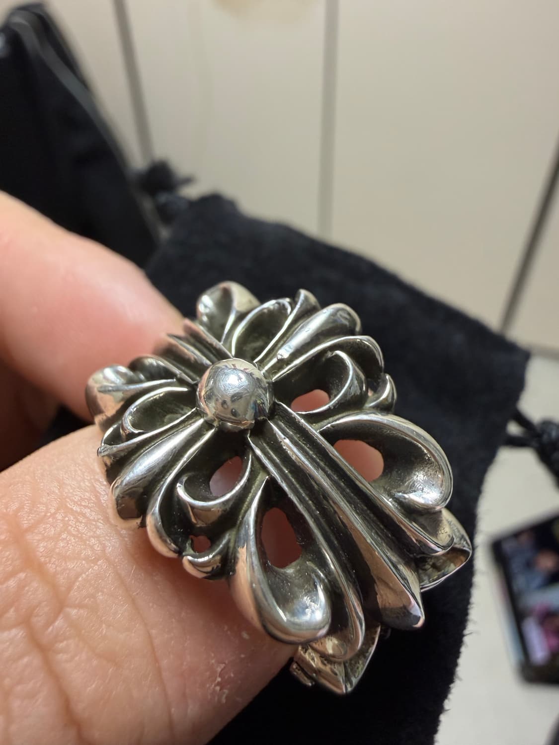 (새상품) 크롬하츠 더블플로랄 크로스링 US11 상품이미지6