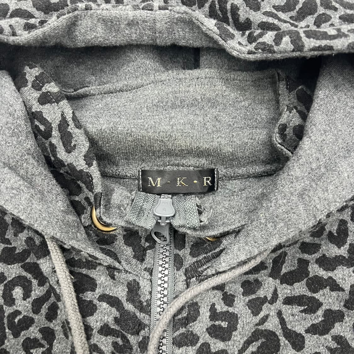 빈티지 레오파드 셔링 후드집업 상품이미지2