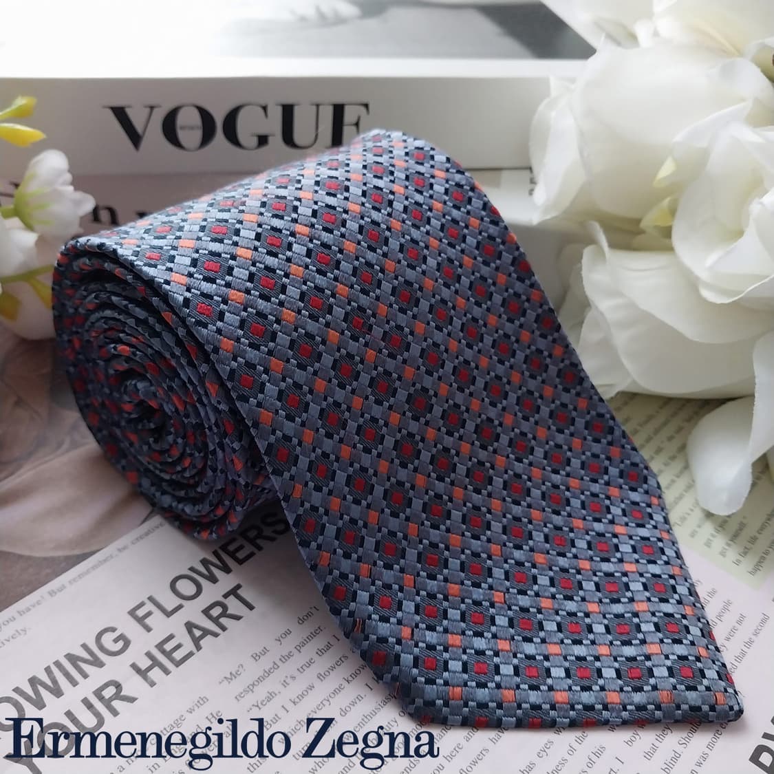 제냐 실크 네이비 자카드 넥타이 9.5cm A+등급 K1186
 상품이미지1