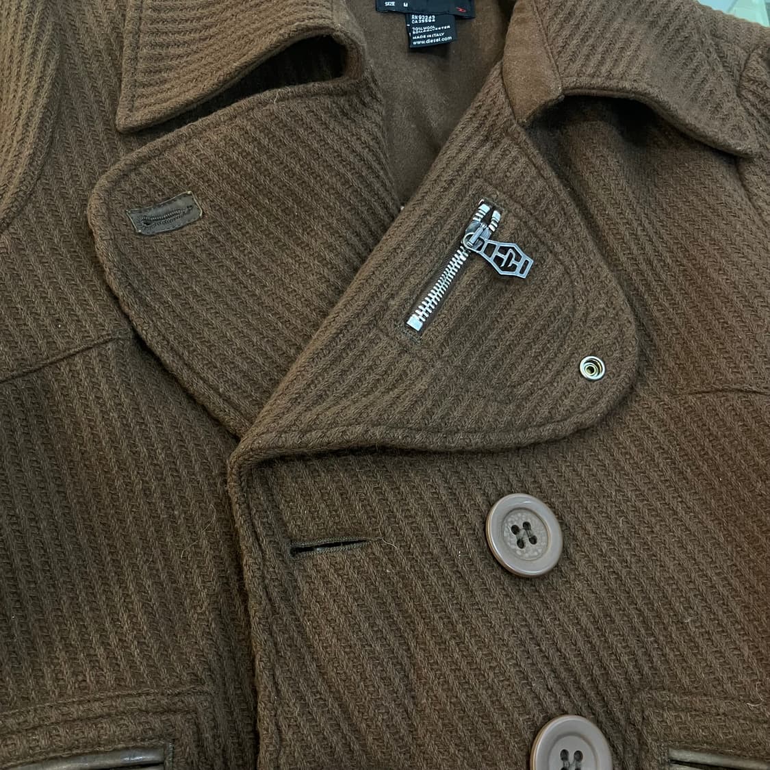디젤 브라운 울 피코트 M 상품이미지5
