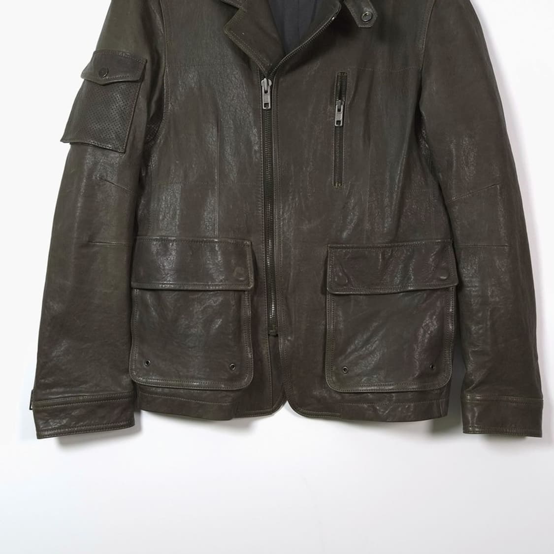 DKNY 리얼 램스킨 유틸리티 멀티 포켓 가죽 자켓 M 상품이미지3