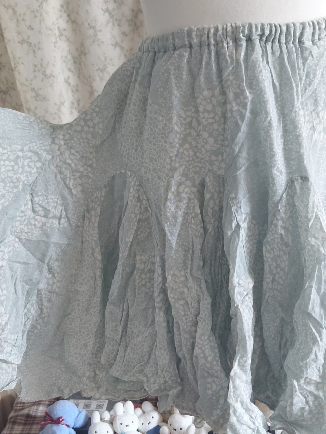 [빈티지] 4천원 플라워패턴 하늘색 캉캉 미니 스커트 상품이미지2