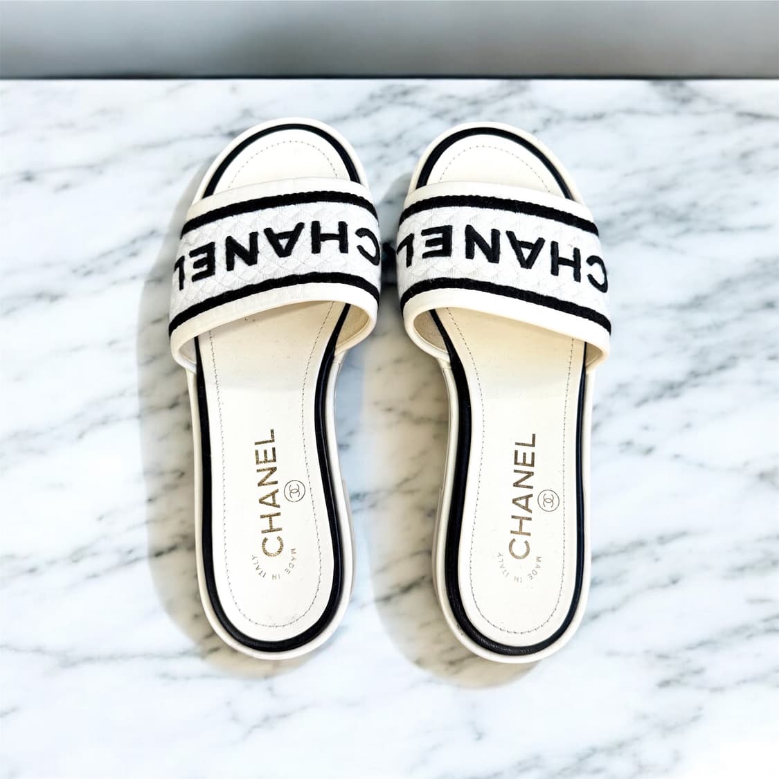 37/ 샤넬 램스킨 자수 트위드 뮬 슬리퍼 상품이미지5