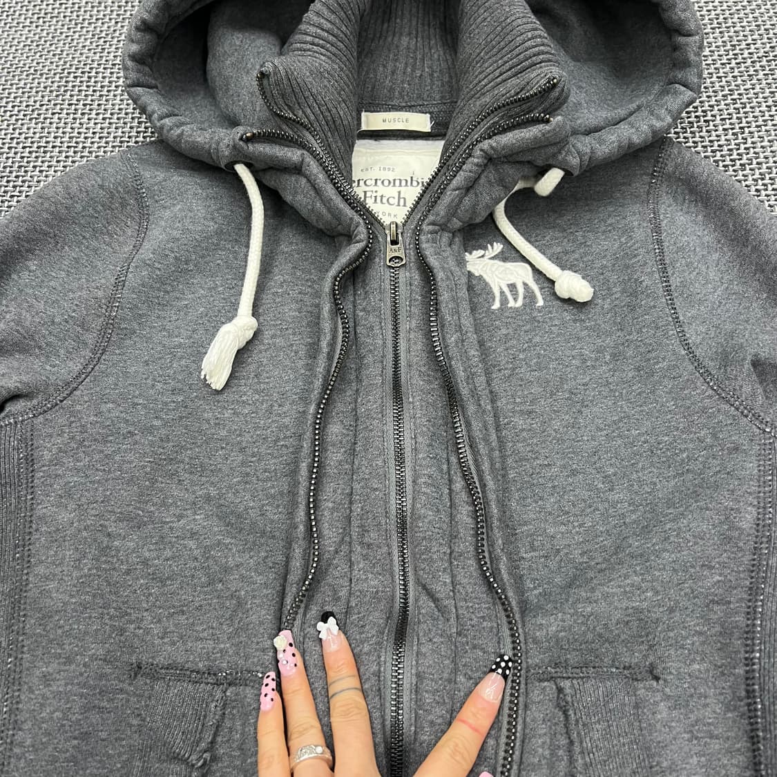 아베크롬비 머슬핏 그레이 후드집업 상품이미지2