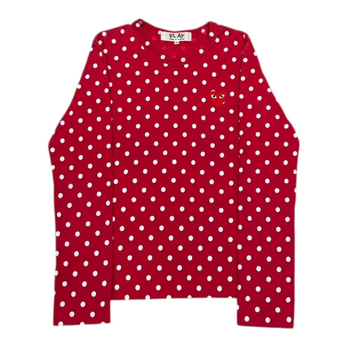 꼼데가르송 도트 땡땡이 롱슬리브 긴팔티 레드 M 상품이미지1