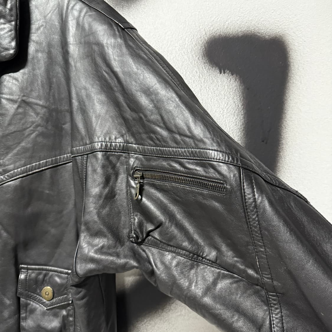 VTG 빈티지 빅사이즈 100% 양가죽 싱글 집업 블루종 자켓 상품이미지6