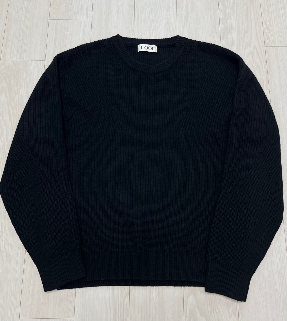 M)쿠어 캐시팝 트위드 크루넥 니트 (블랙) 상품이미지1