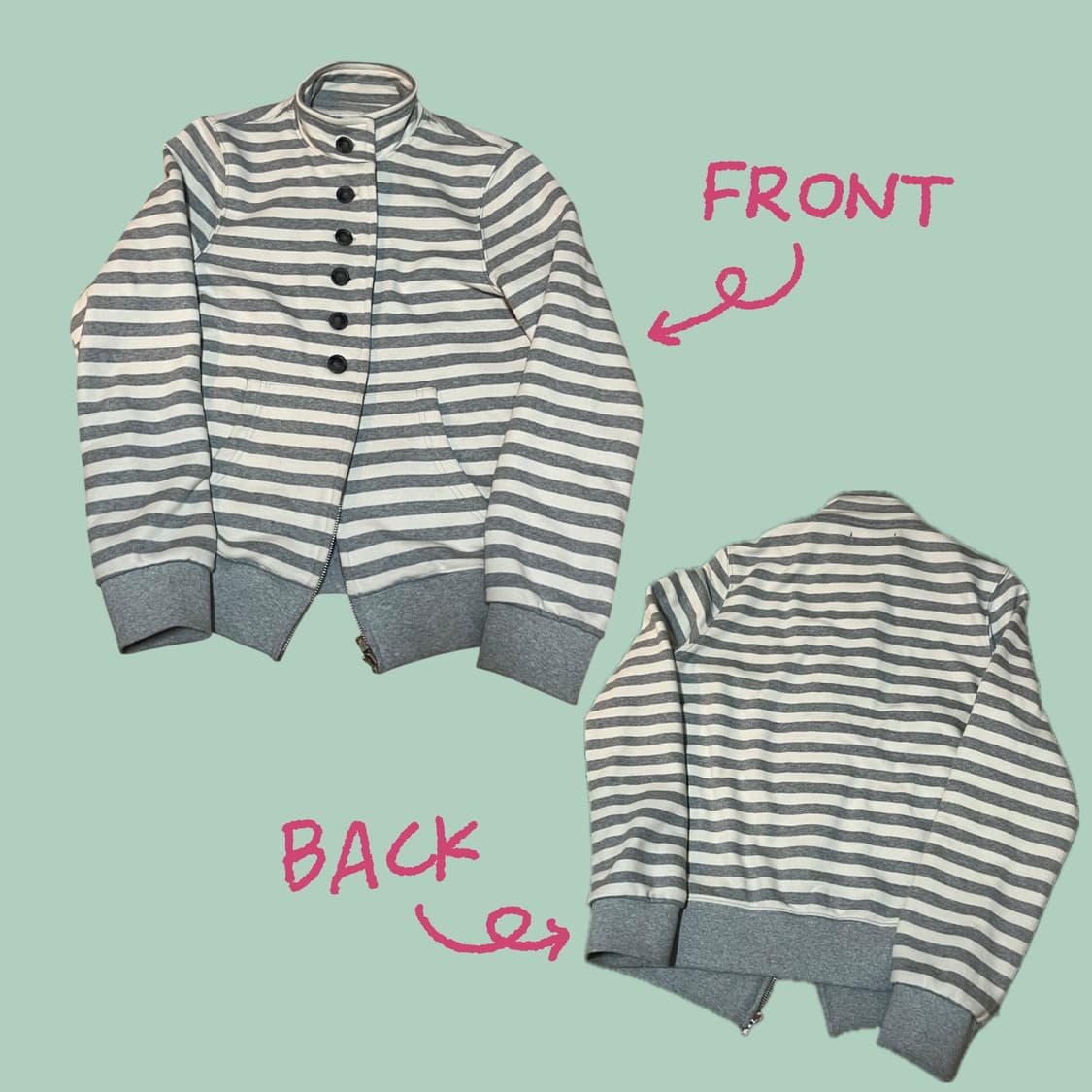 오피쉬 버튼 스트라이프 투웨이 집업 상품이미지2