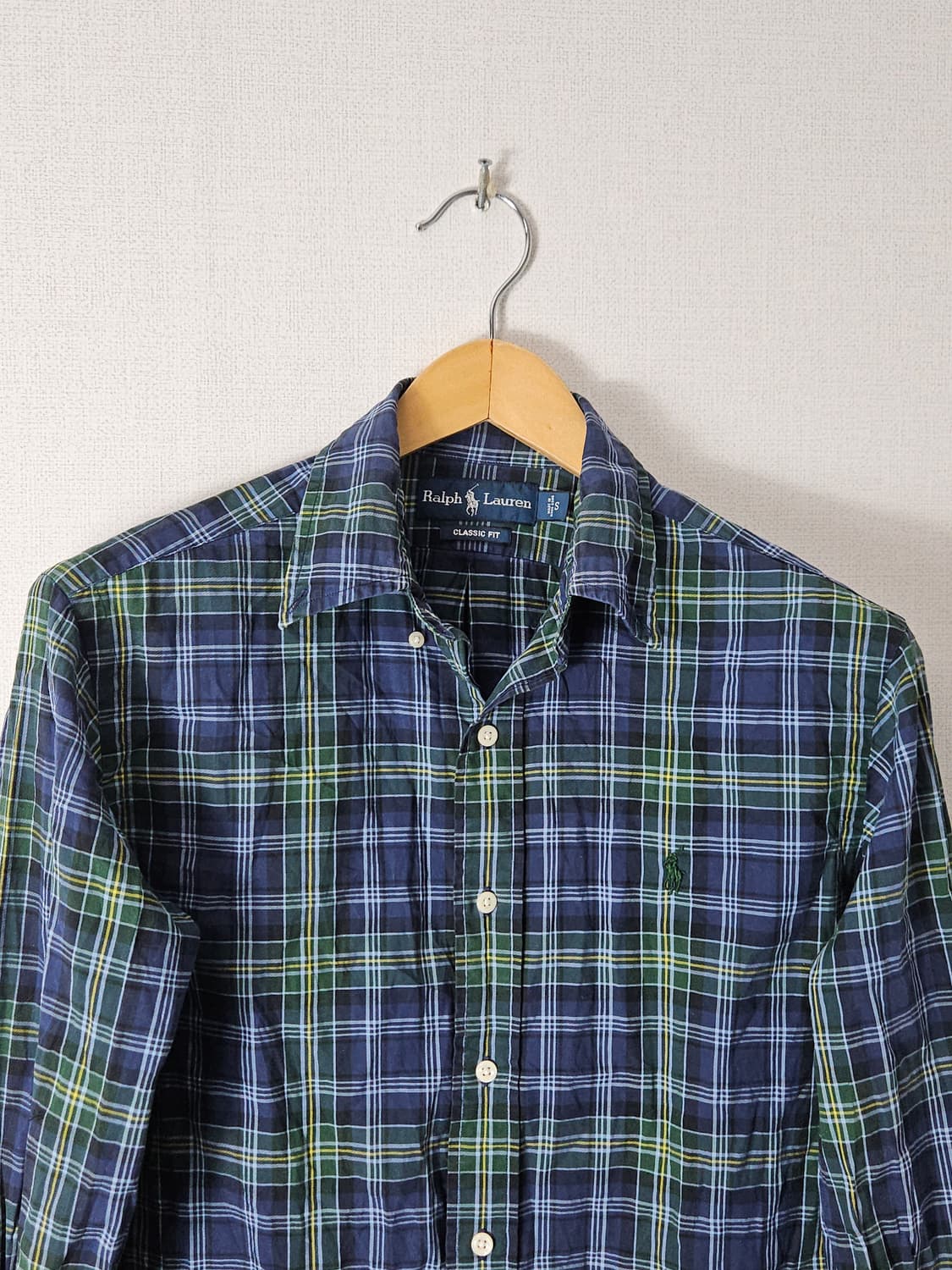 폴로 랄프로렌 코튼 체크셔츠 그린블루 정품 클래식핏 100 상품이미지2