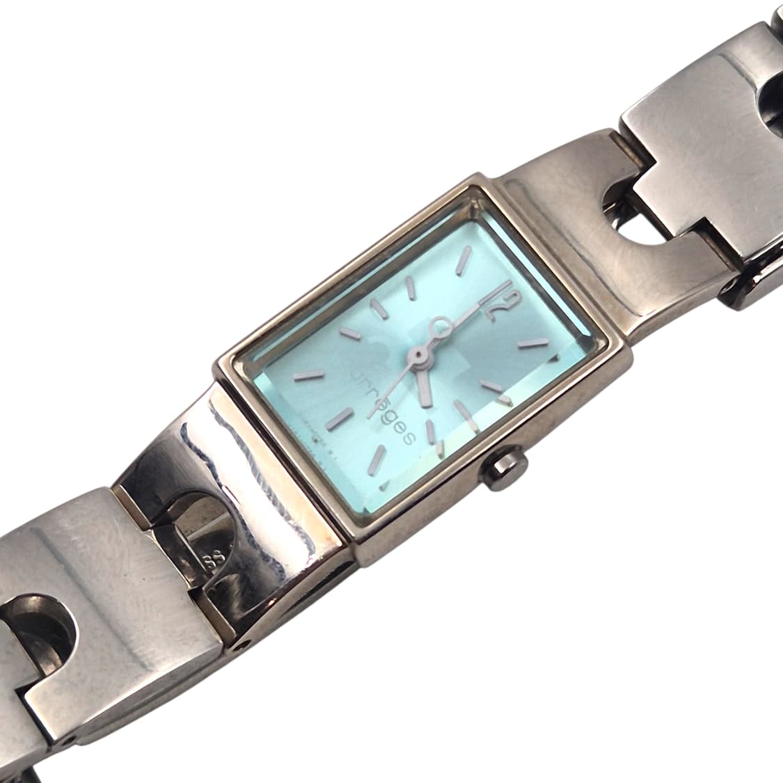 90s 꾸레쥬 스페이스 에이지 터콰이즈 스퀘어 시계 상품이미지2