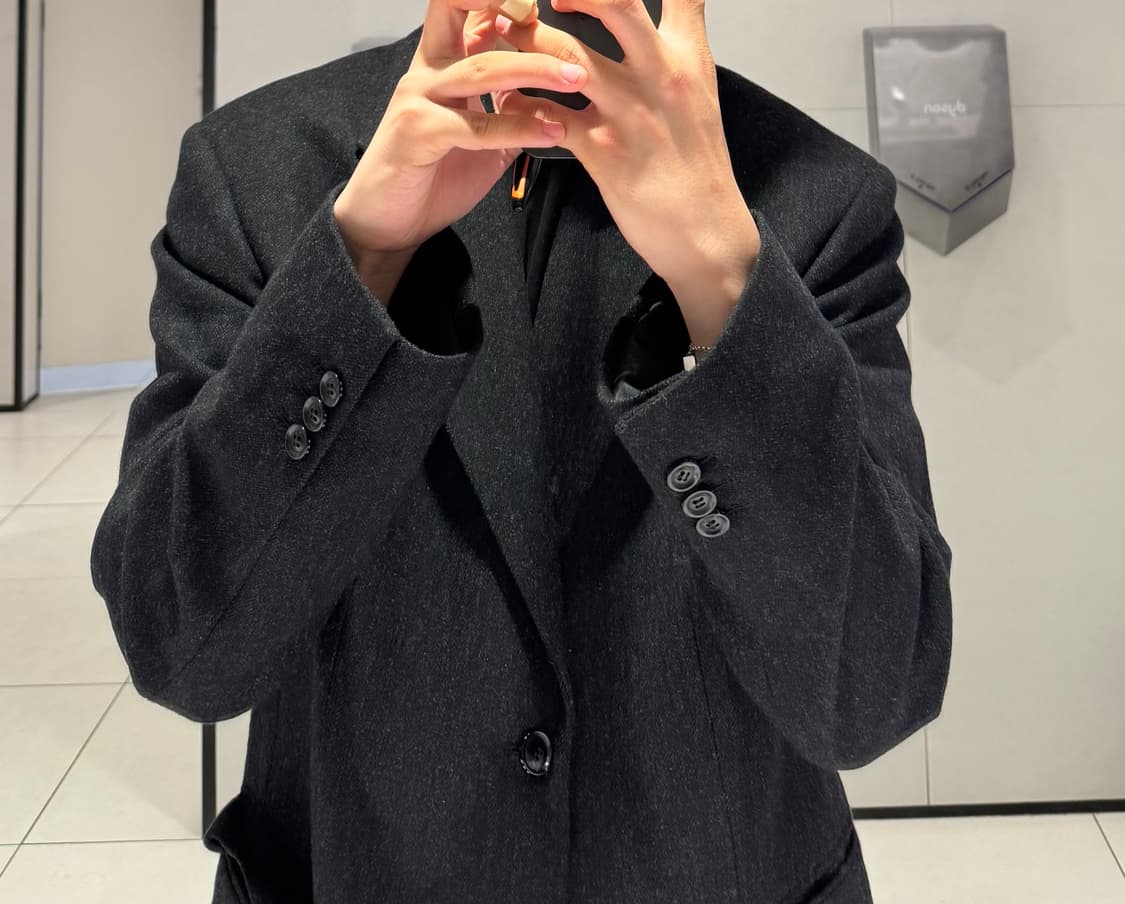 [마지막가격] 토니웩 시그니처 2버튼 블레이저 블랙 차콜 해링본 상품이미지3