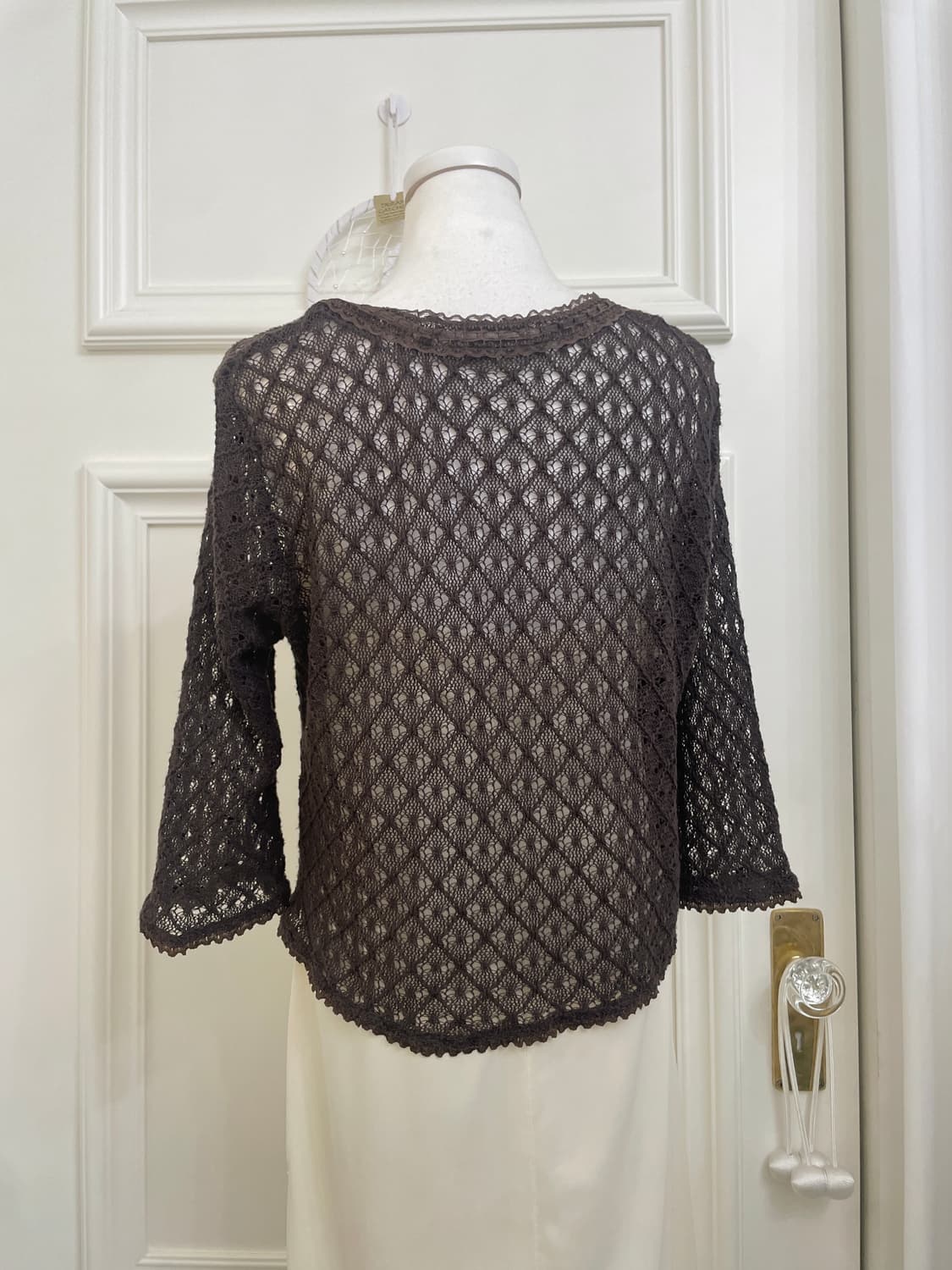 brown bow point crochet cardigan 상품이미지4