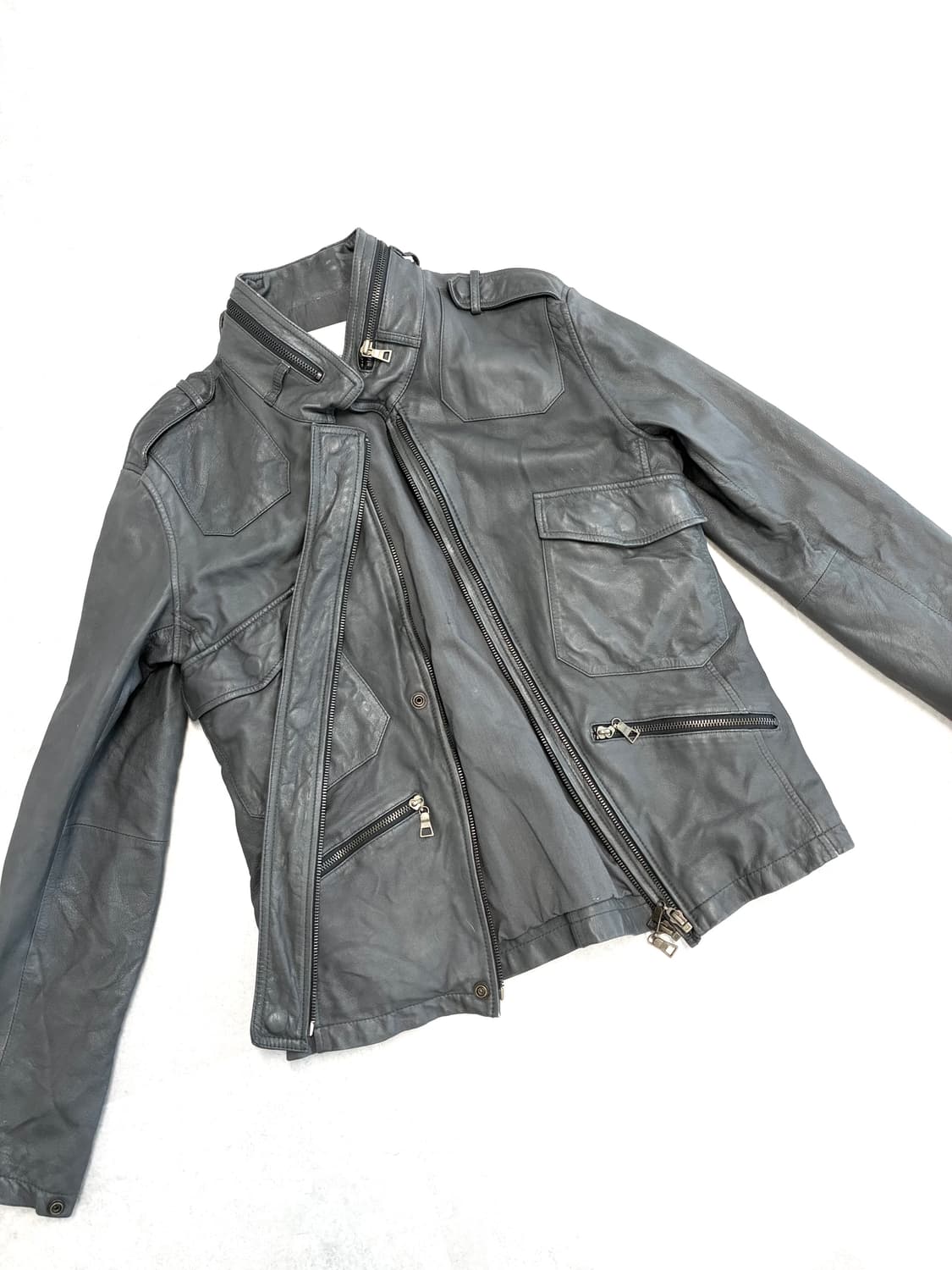 그레이 리얼 레더자켓 상품이미지2