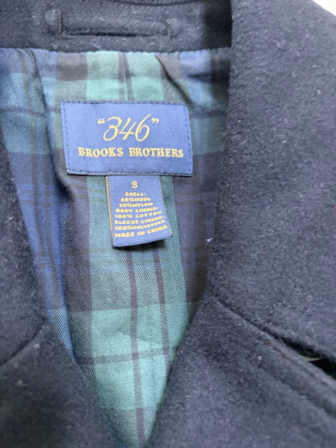 [S] 브룩스 브라더스 346 블랙와치 울 해군 피코트 (네이비) 상품이미지2