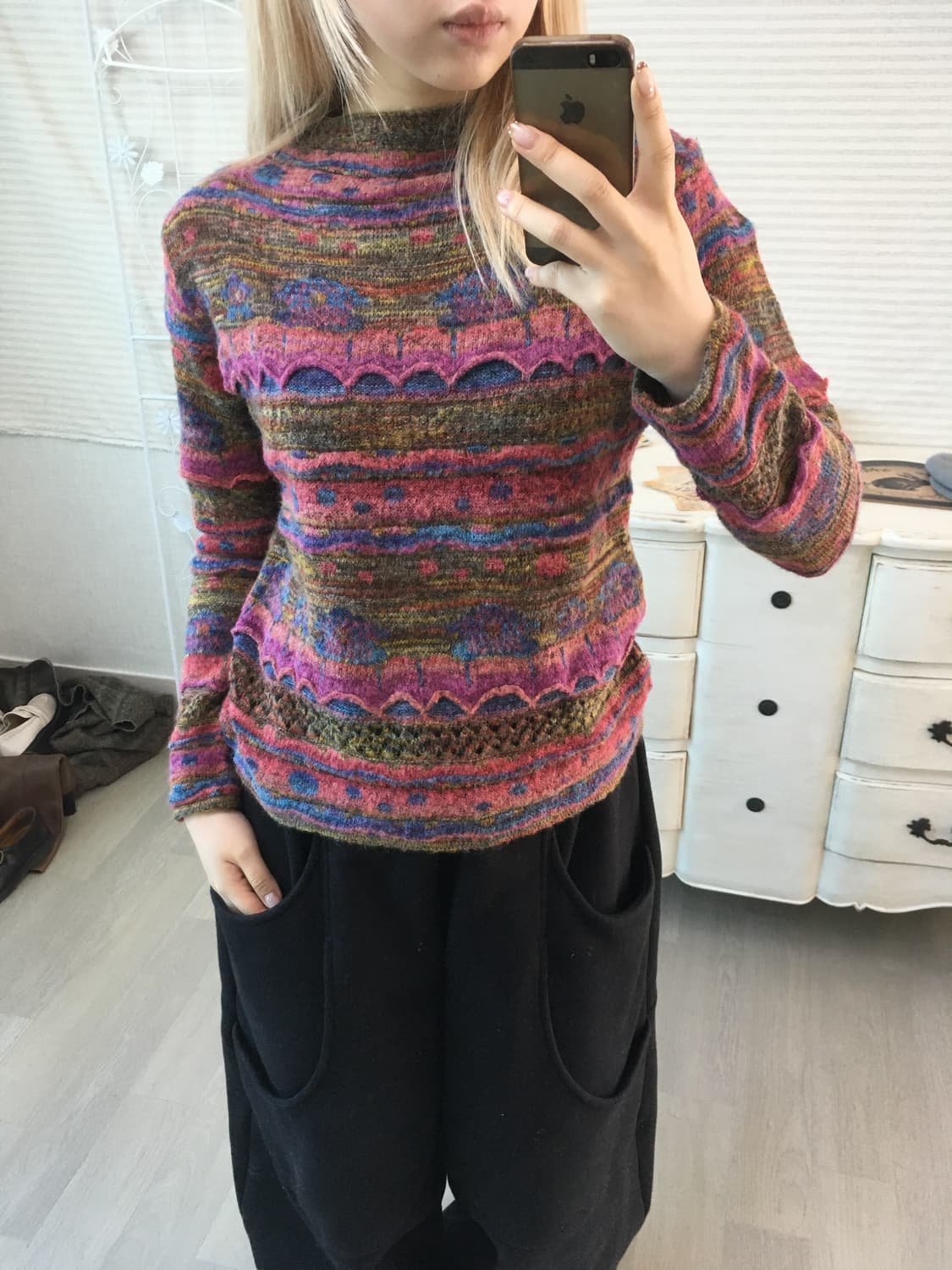 jpn vintage 하구미 보헤미안 빈티지 패턴 니트 상품이미지3