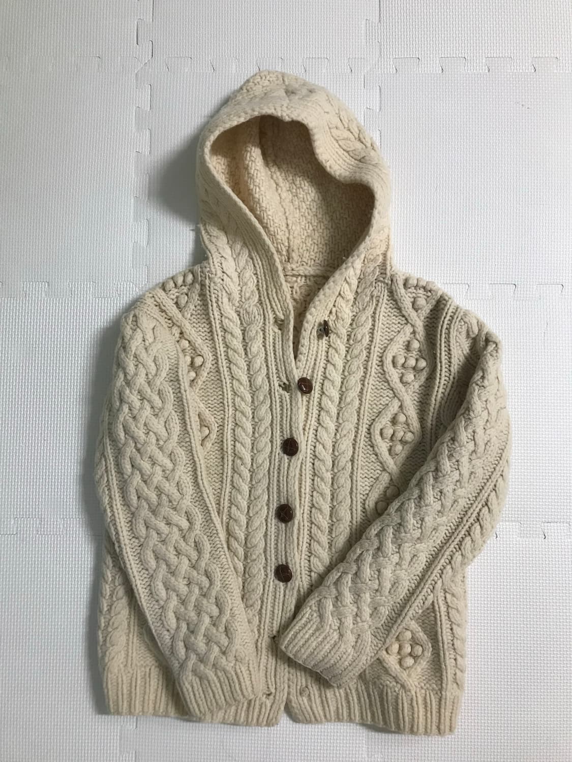 빈티지 폼폼 후드니트가디건 상품이미지1