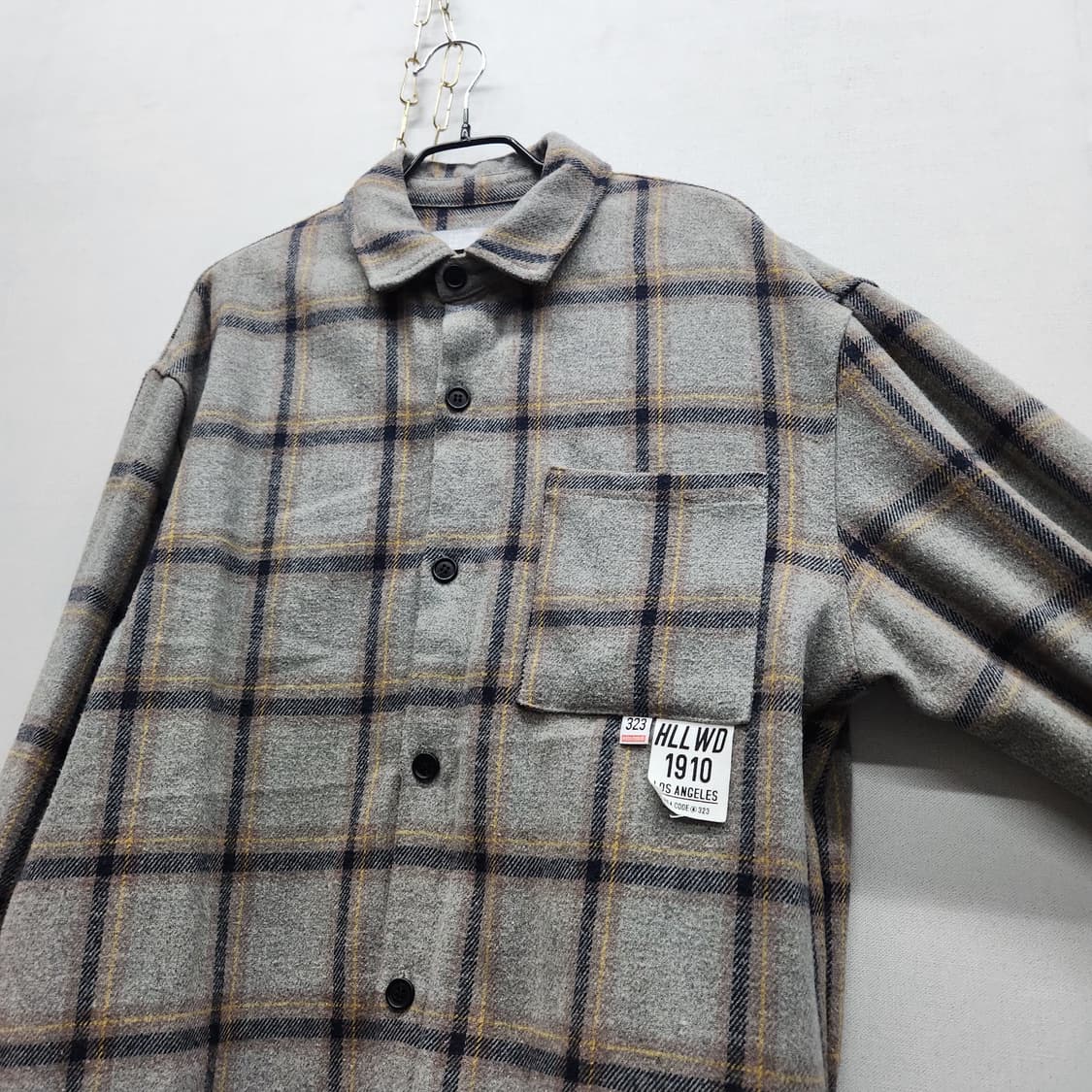 에잇세컨즈 원포켓 체크 모혼방 셔츠 L(L) 상품이미지3