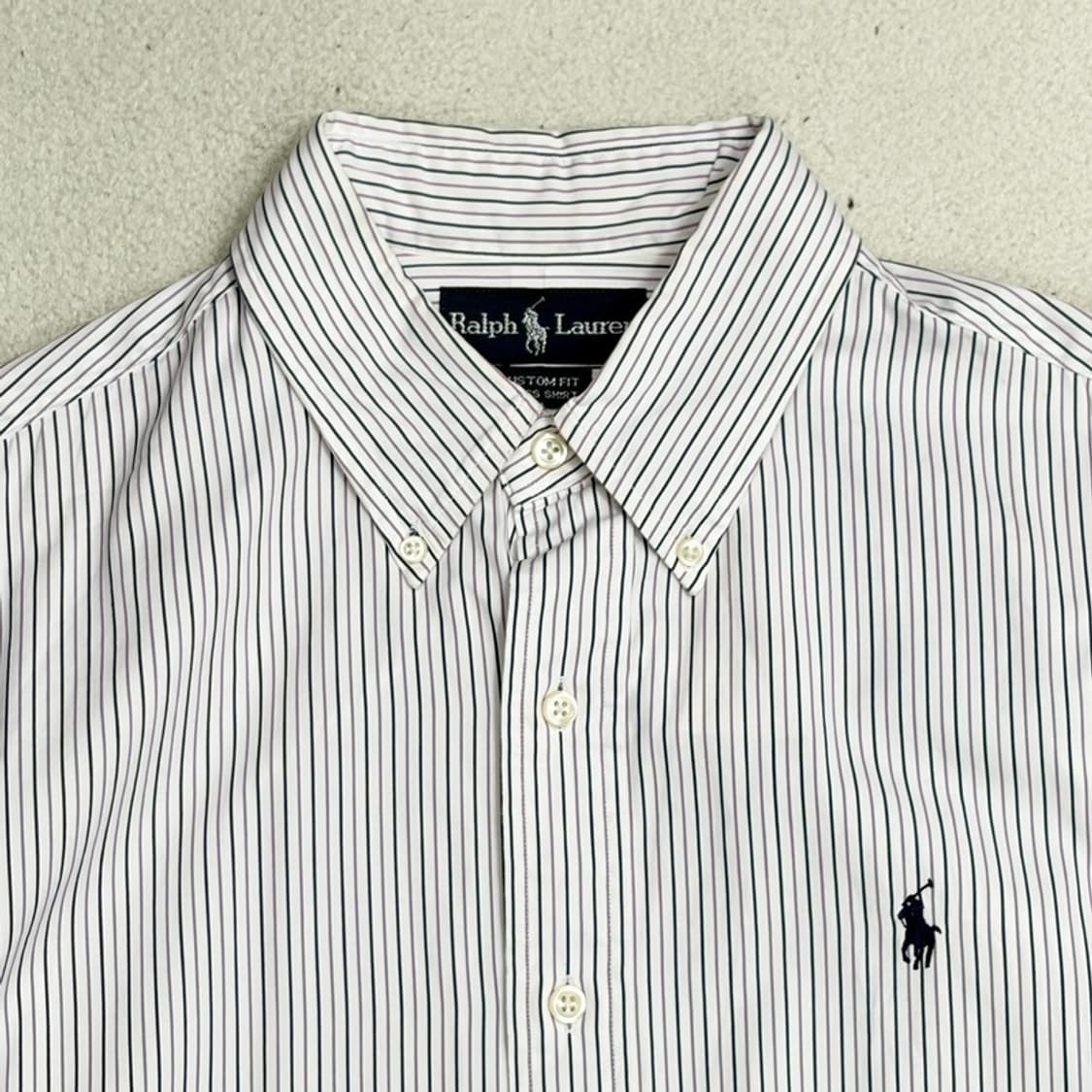 POLO 커스텀핏 네이비퍼플 스트라이프 셔츠 16/41 상품이미지3