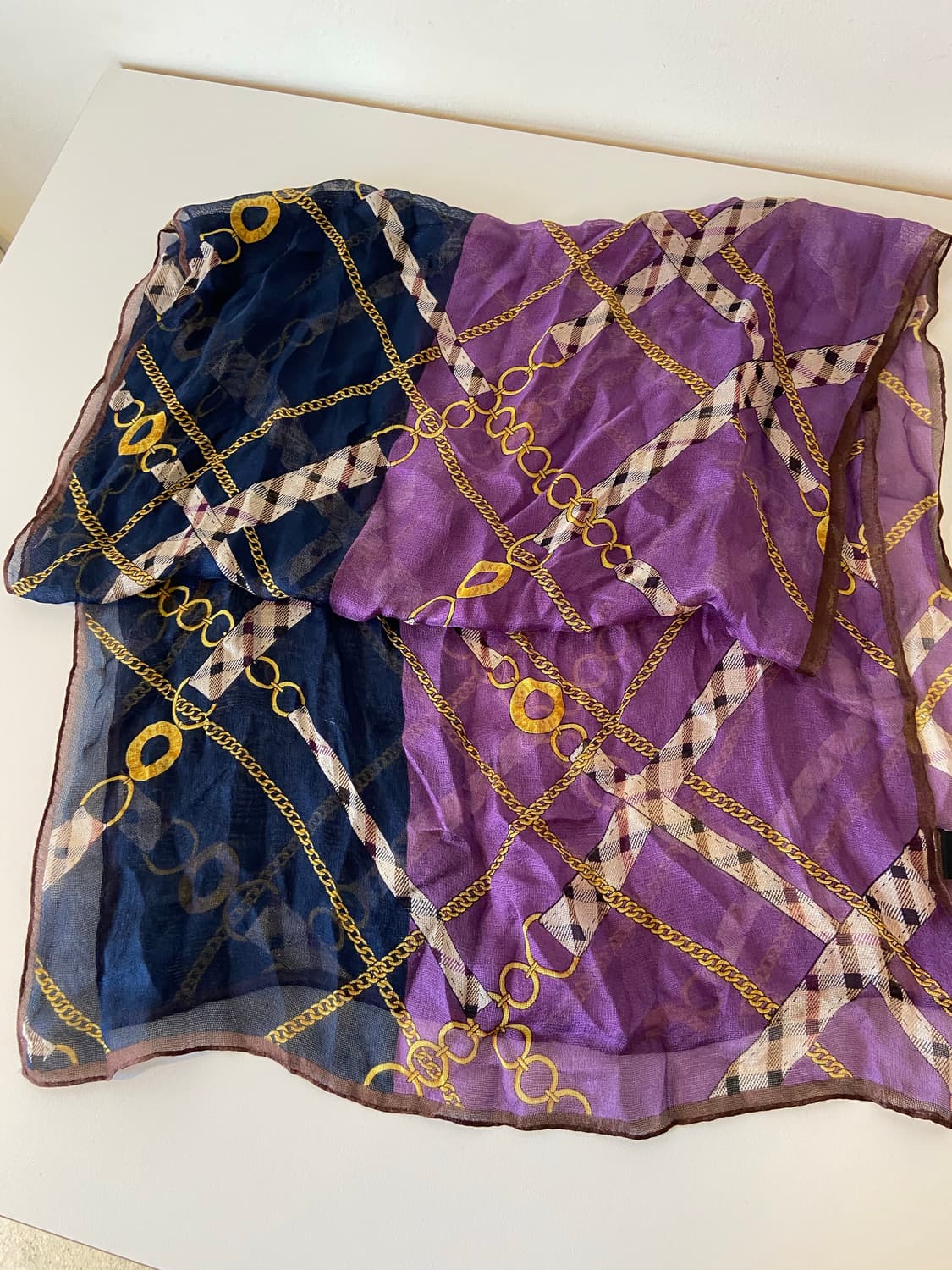 닥스 스카프 퍼플/네이비 체인 패턴 상품이미지2