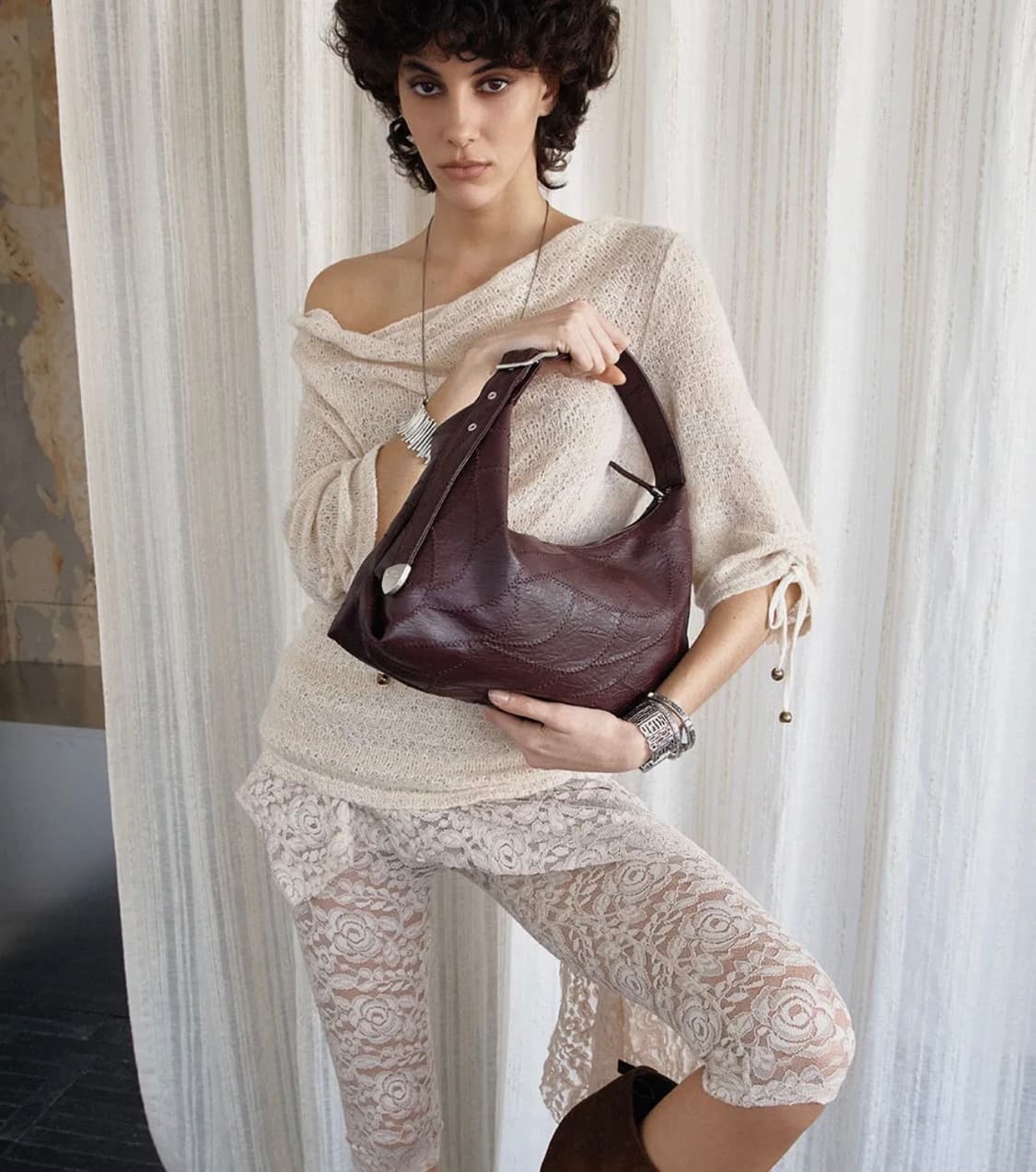 샌드뮤지엄CACTUS HOBO BAG MINI [Burgundy] 상품이미지3