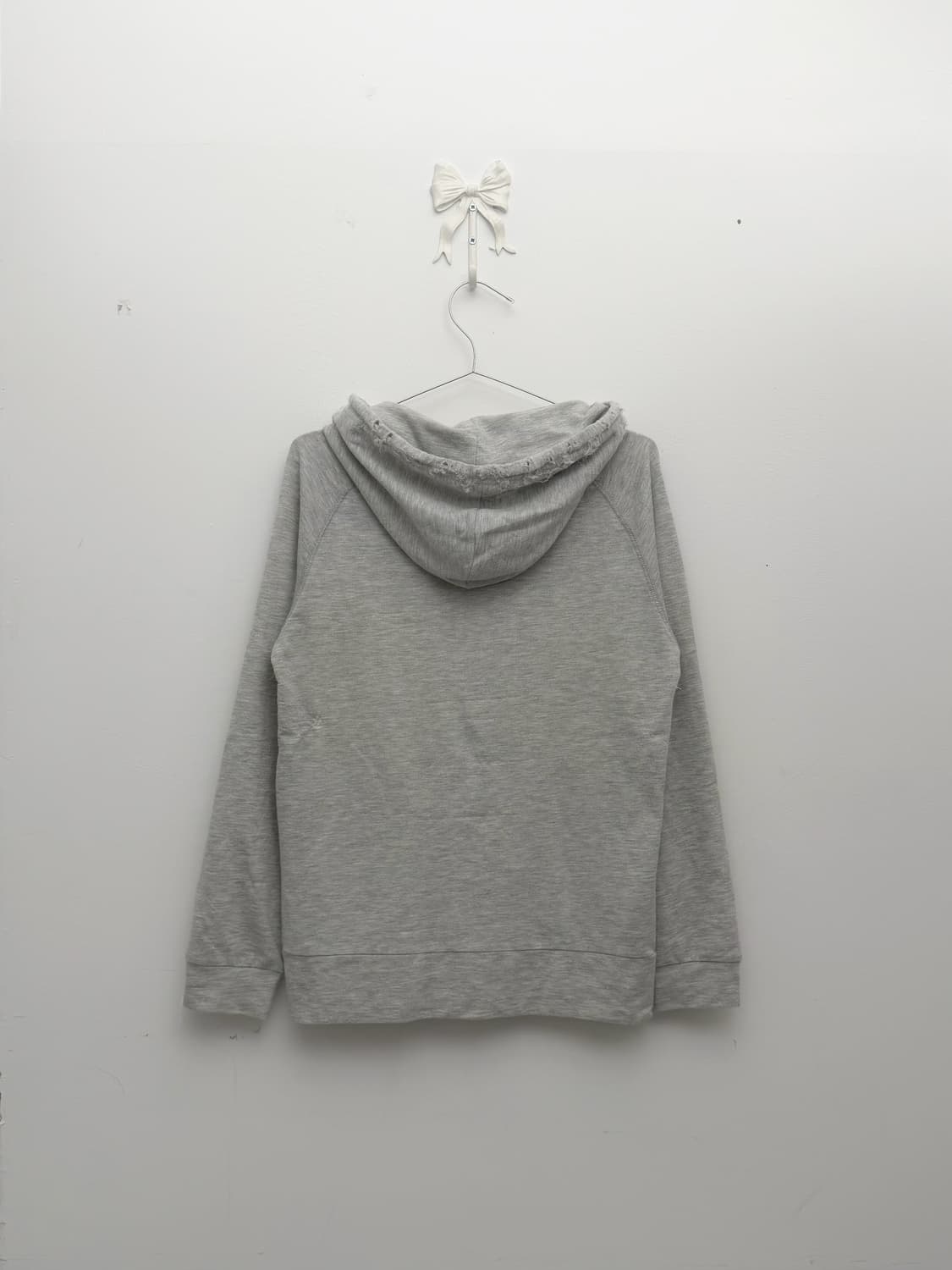 그레이 레터링 디스트레스 후드집업 상품이미지2