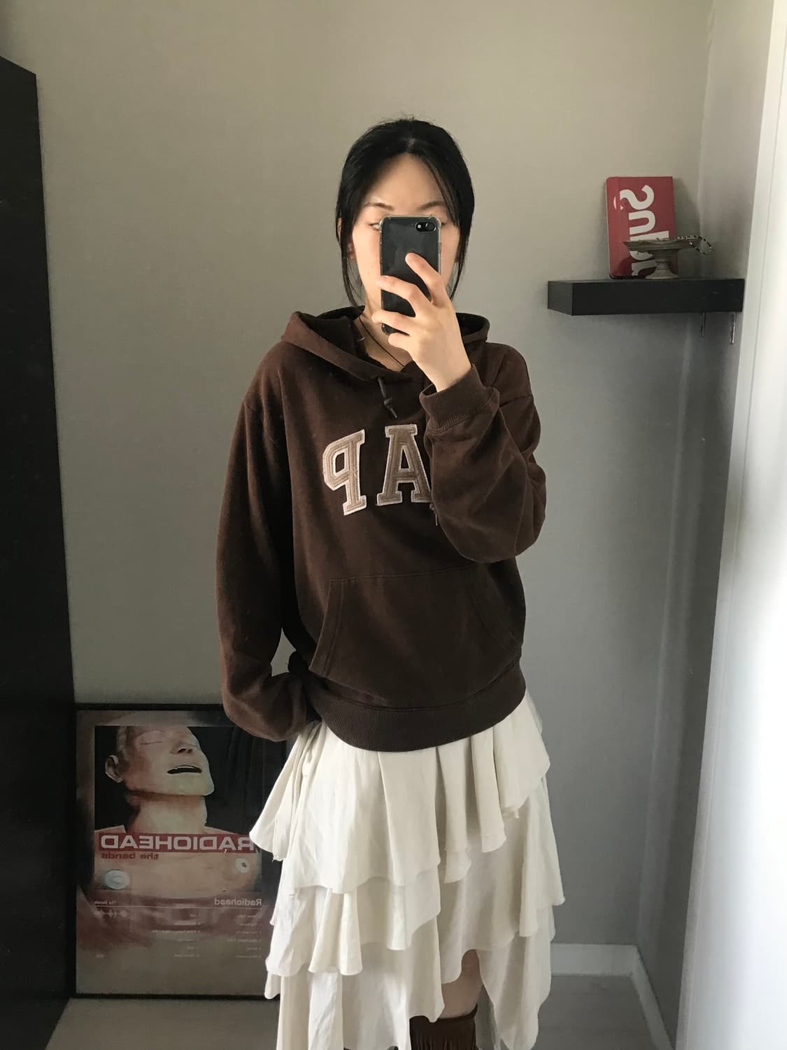 갭 중앙 빅로고 브라운 후드티 상품이미지5