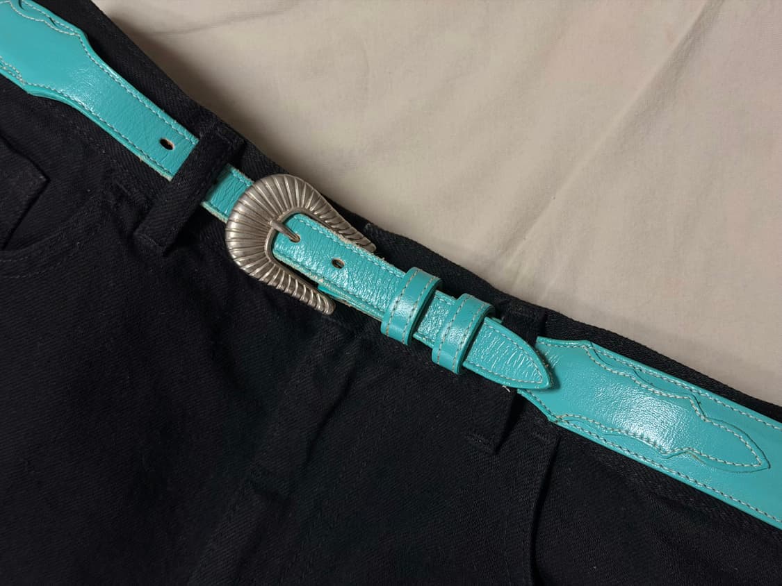 [30-33 로얄] 미국 현지구매 토니라마 민트색 가죽 웨스턴 벨트 (표 상품이미지1