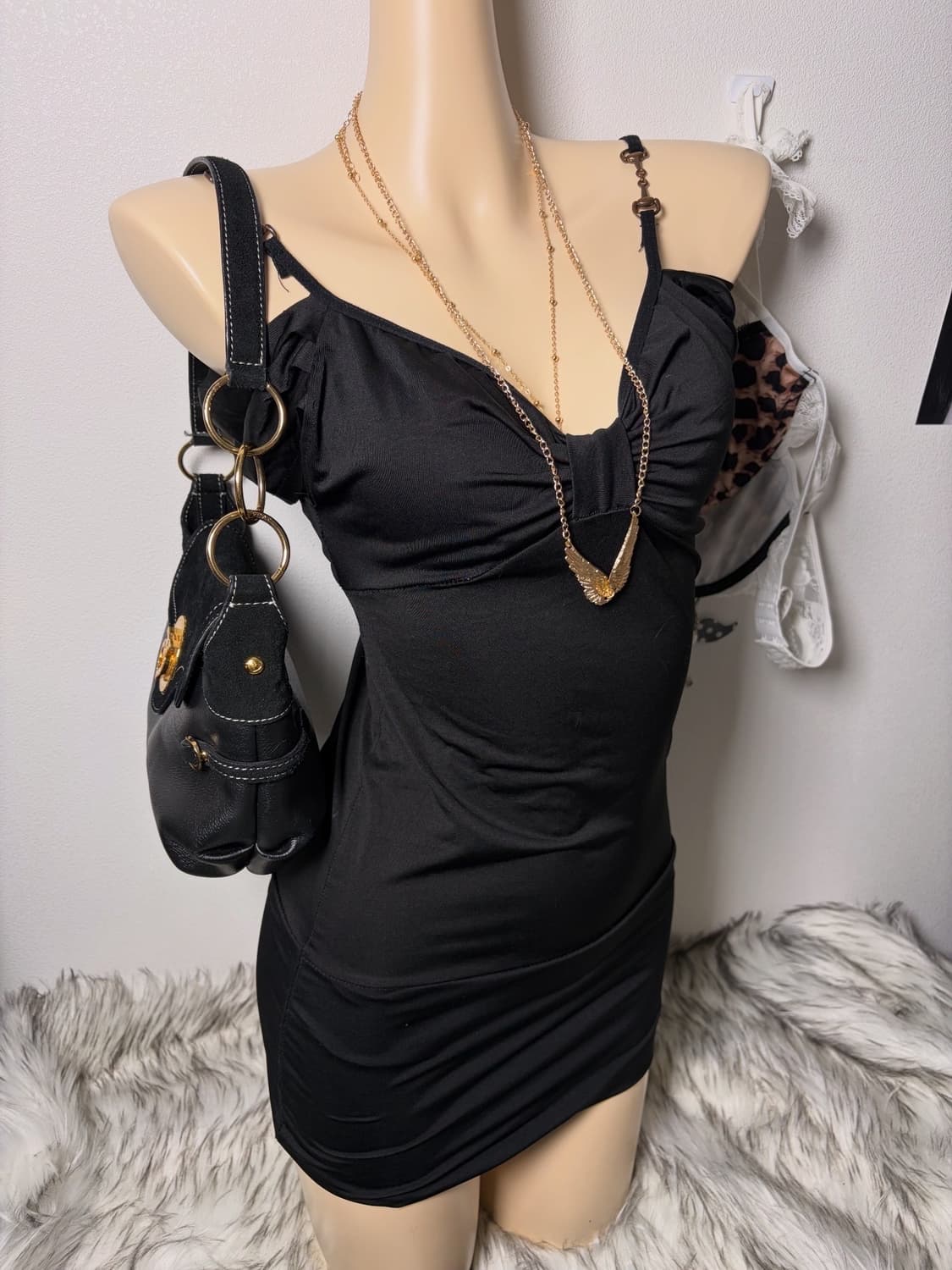 갸루 체인 리본 원피스 상품이미지1